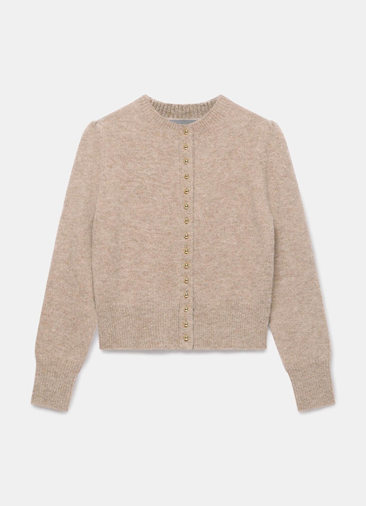 Neutral Wool Blend Cardigan