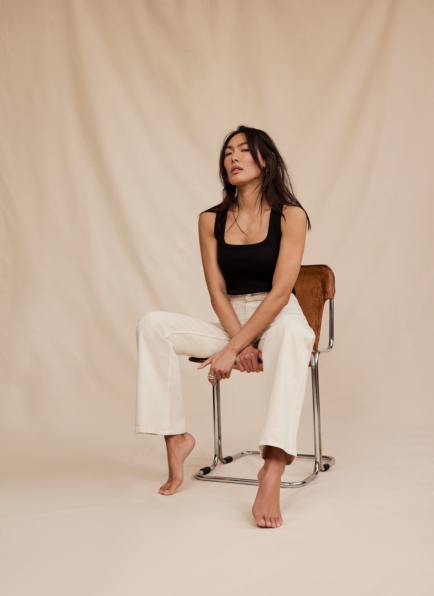 Neutral Wash Relaxed Bootcut Patch Pocket Jeans