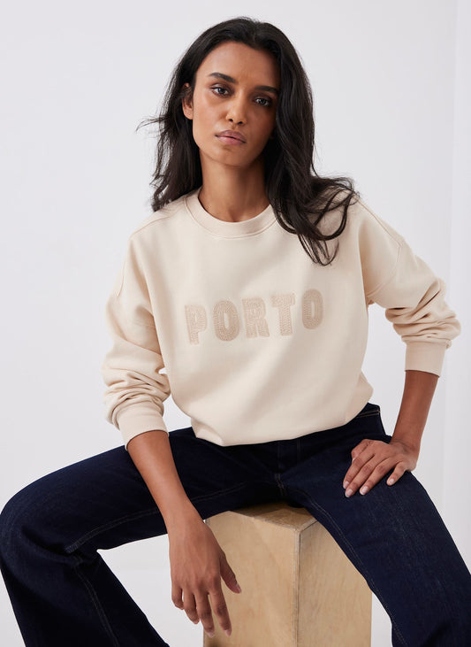 Neutral Porto Slogan Sweatshirt