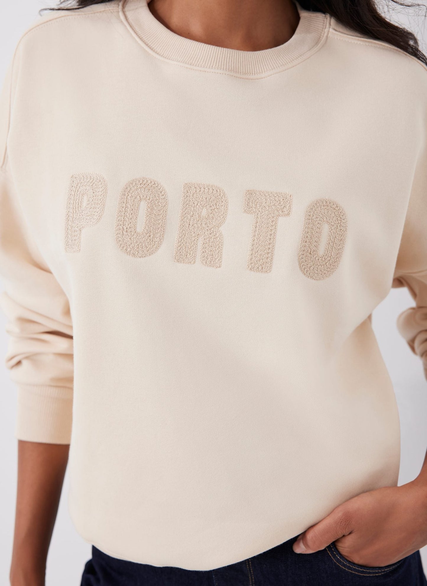 Neutral Porto Slogan Sweatshirt