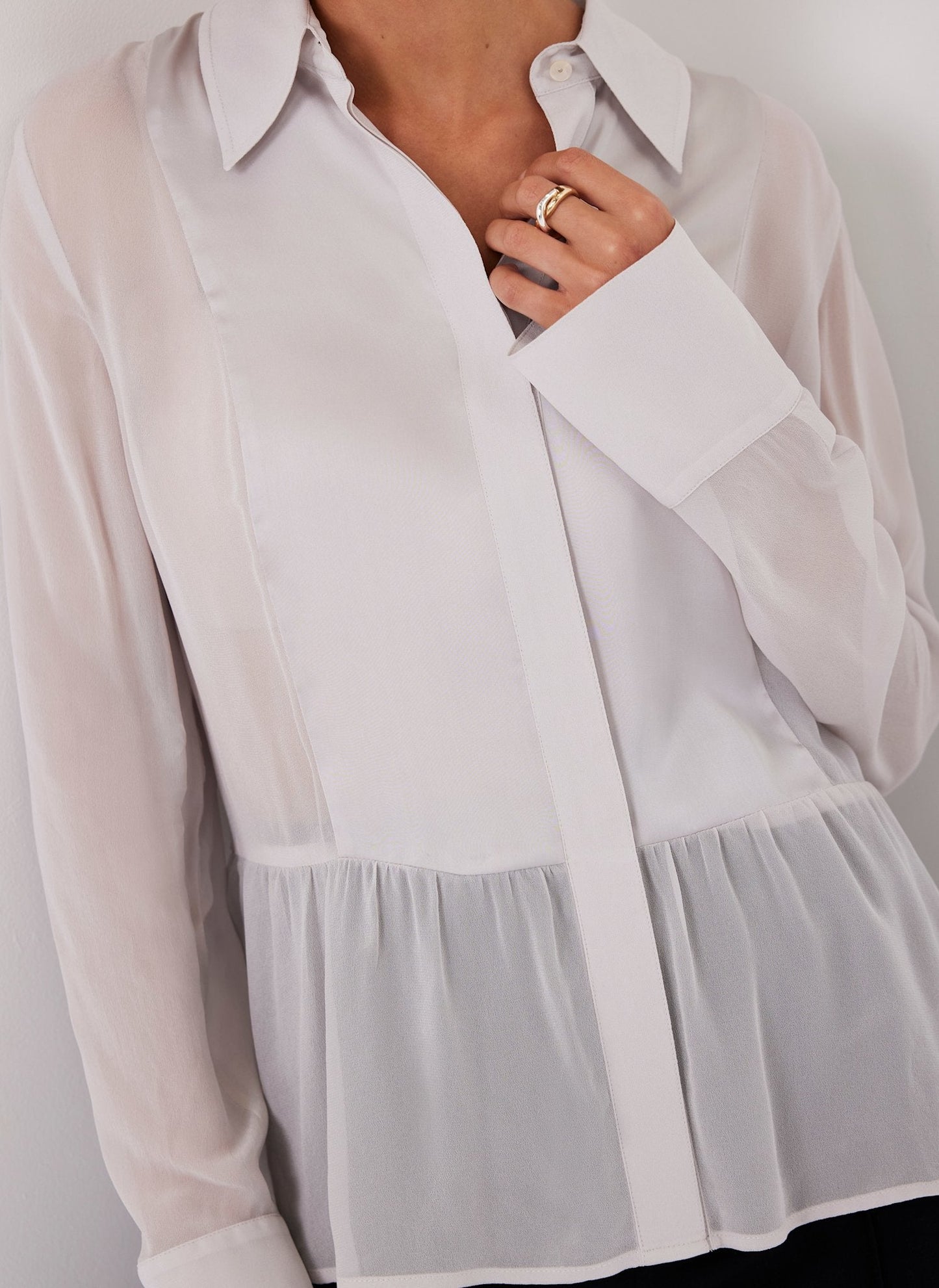 Neutral Satin Panel Shirt