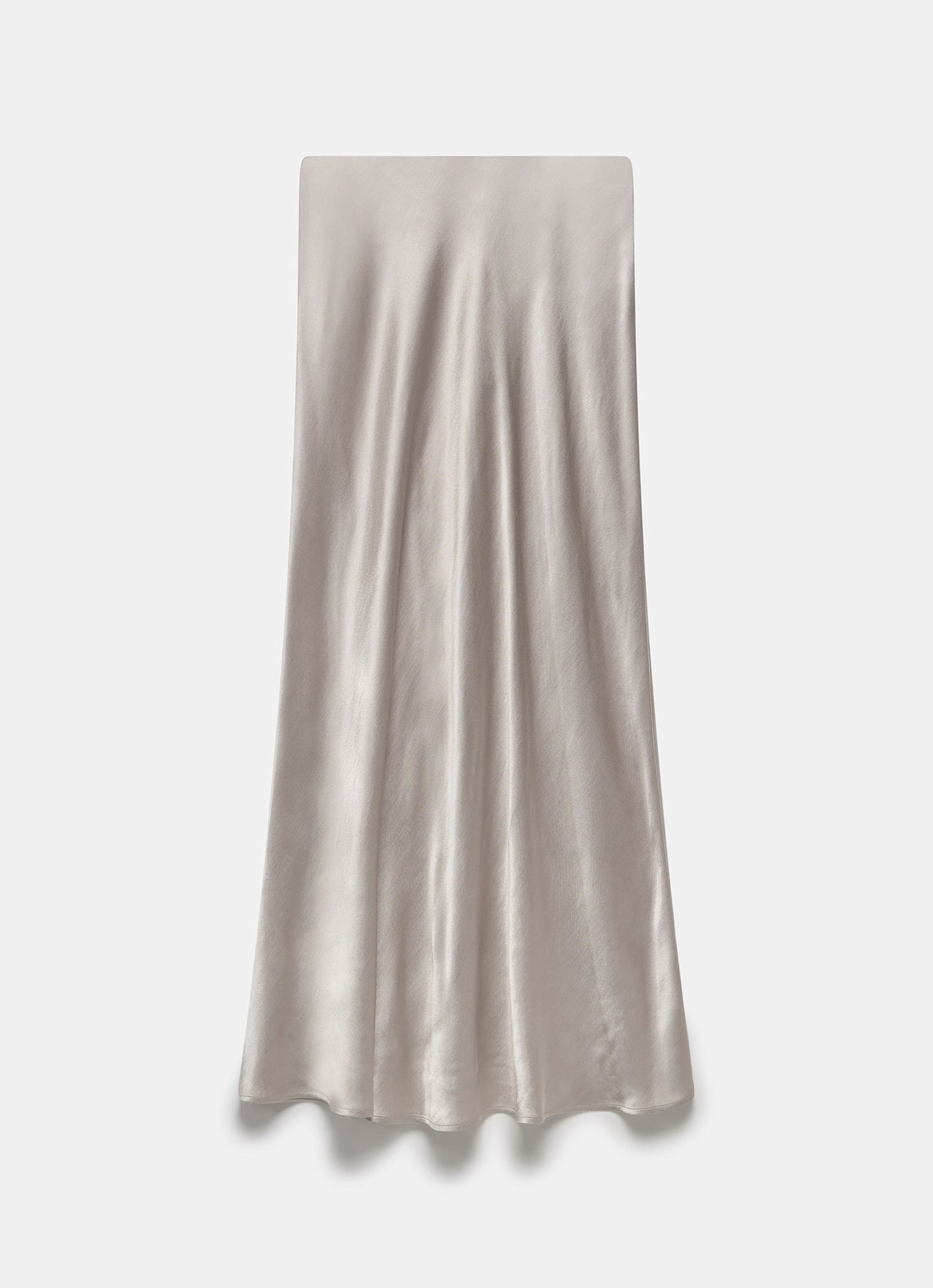 Neutral Satin Slip Midi Skirt