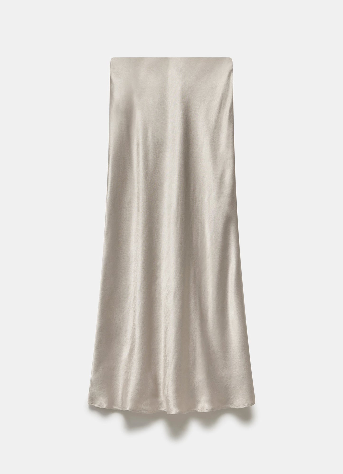 Neutral Satin Slip Midi Skirt