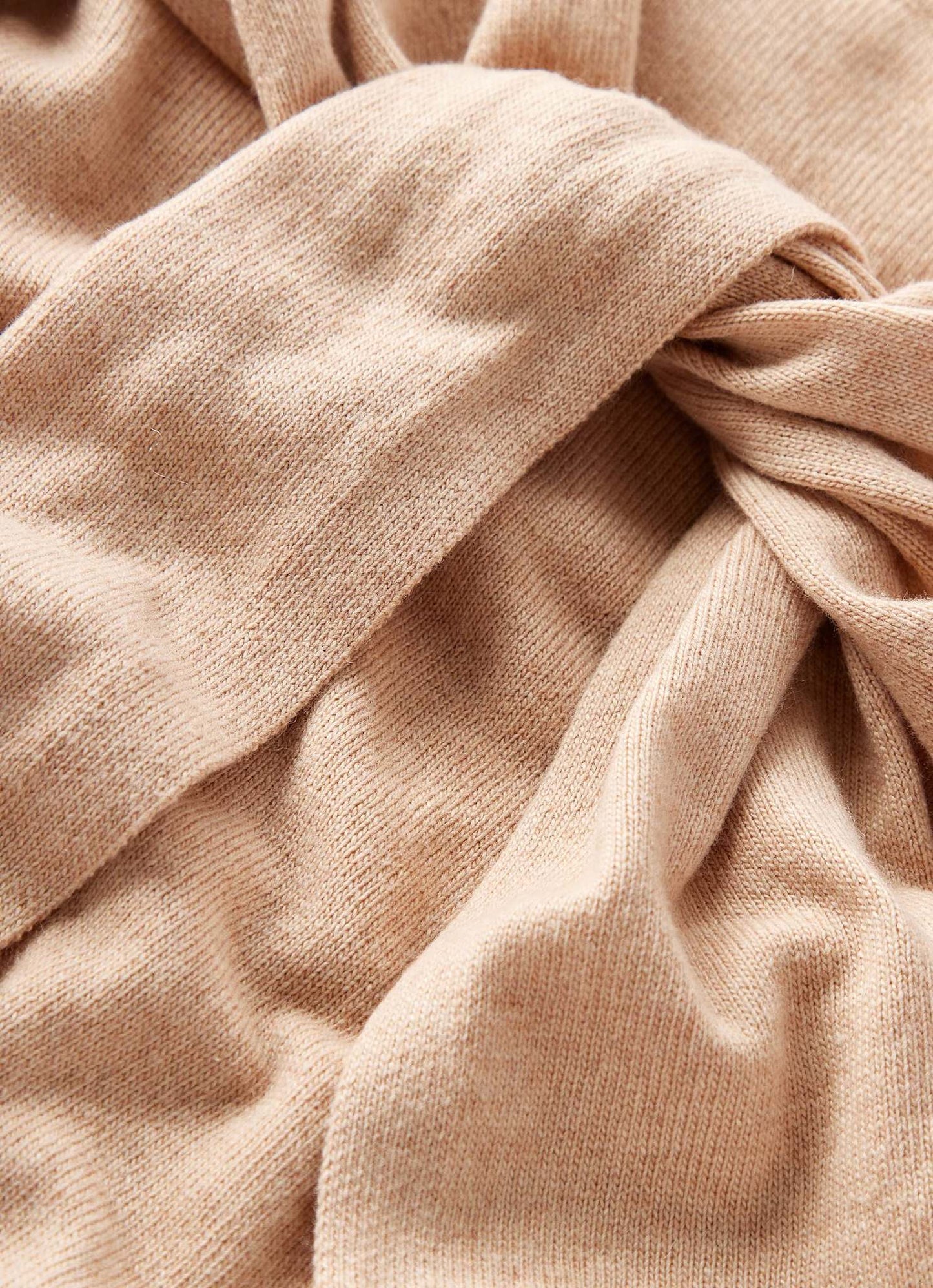 Neutral Cotton Blend Scarf Detail Knit Jumper