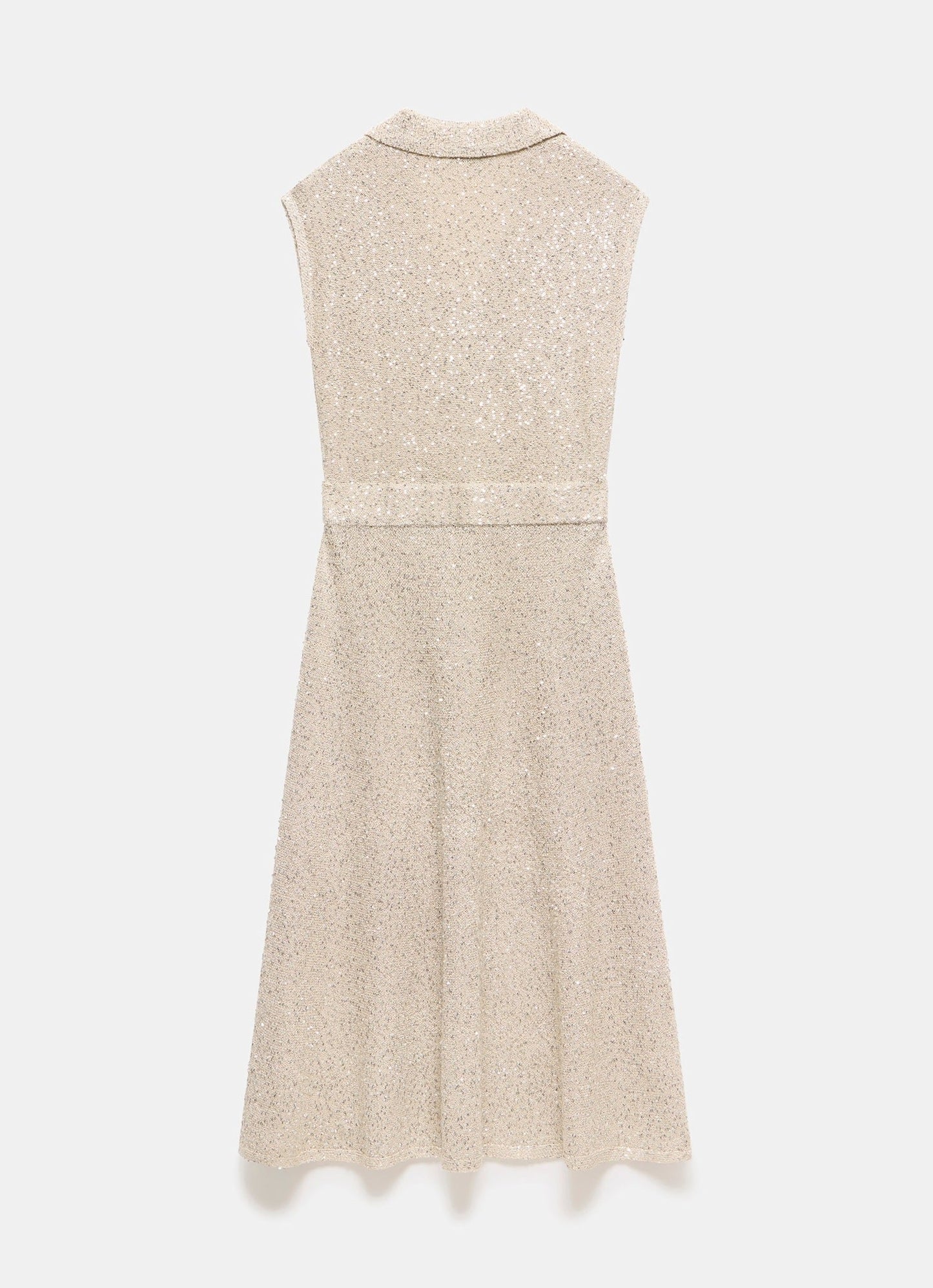 Neutral Sequin Knit Midi Dress
