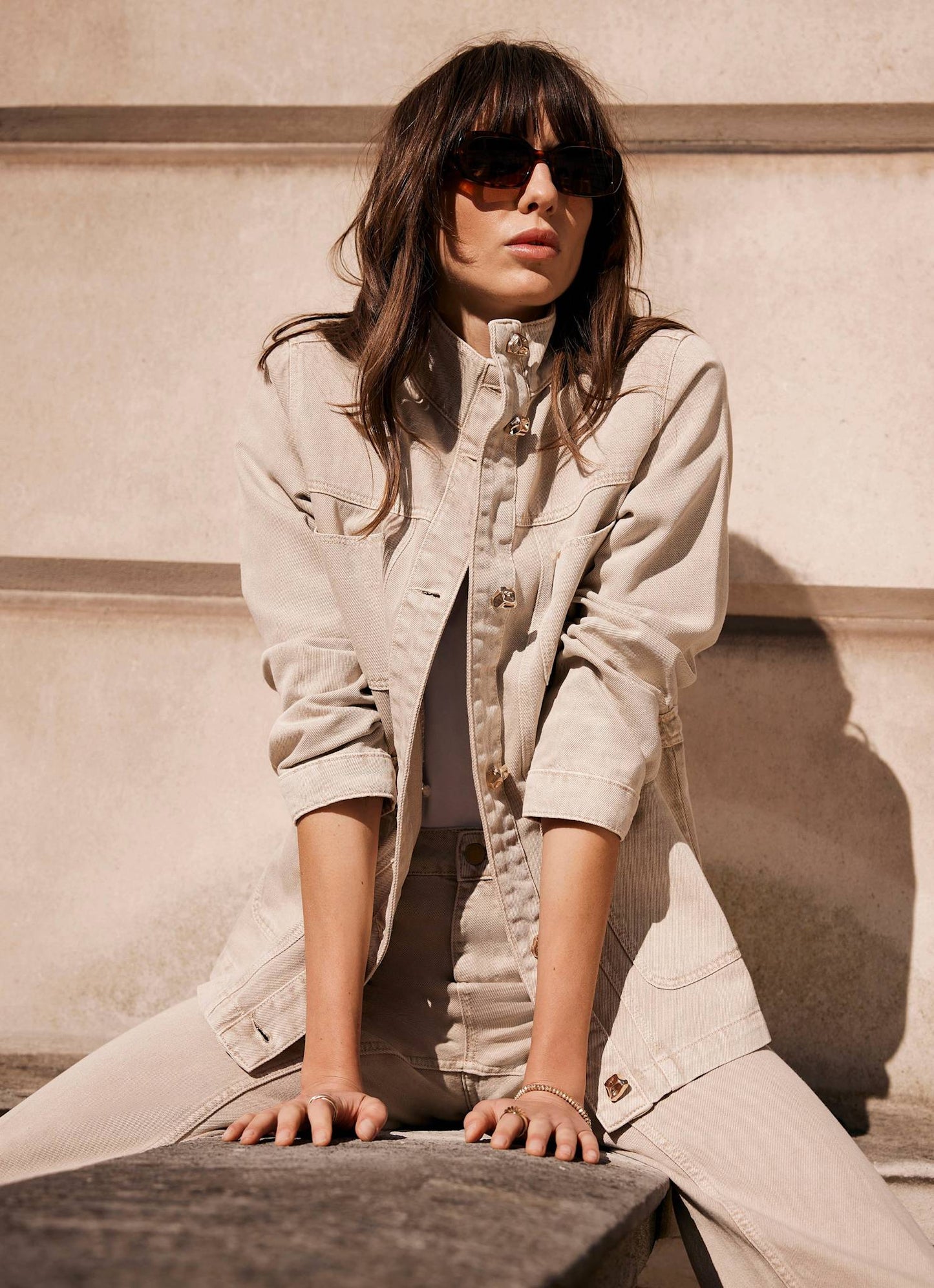Neutral Washed Utility Denim Jacket