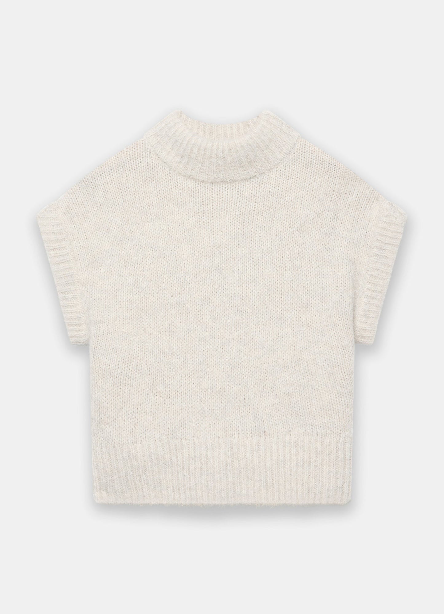 Neutral Wool Blend Sleeveless Knit Top