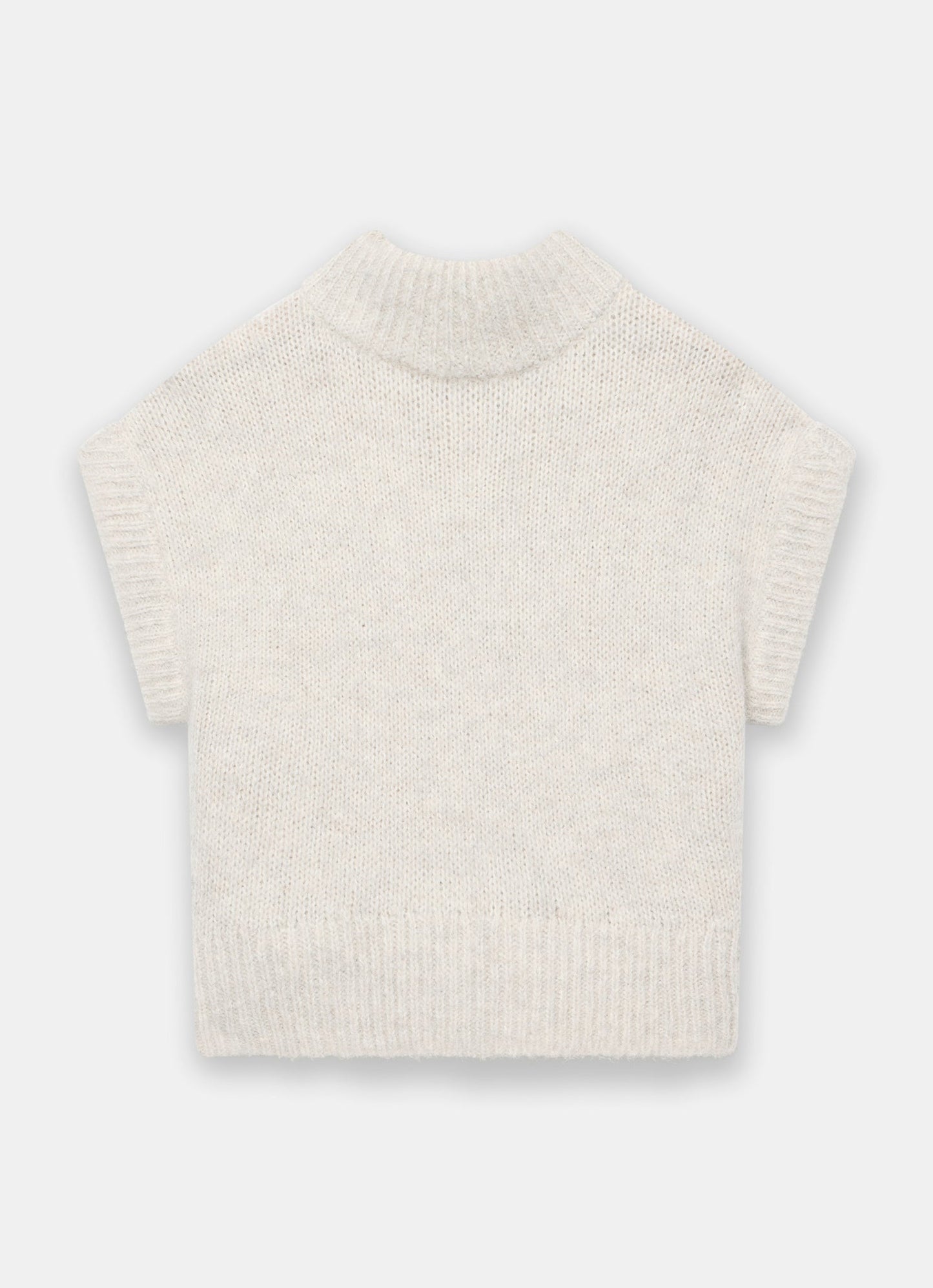 Neutral Wool Blend Sleeveless Knit Top