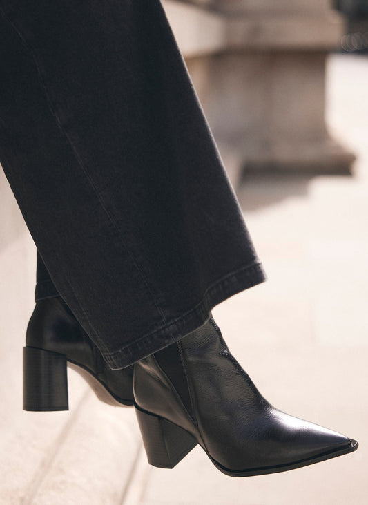Noa Black Patent Block Heel Boots