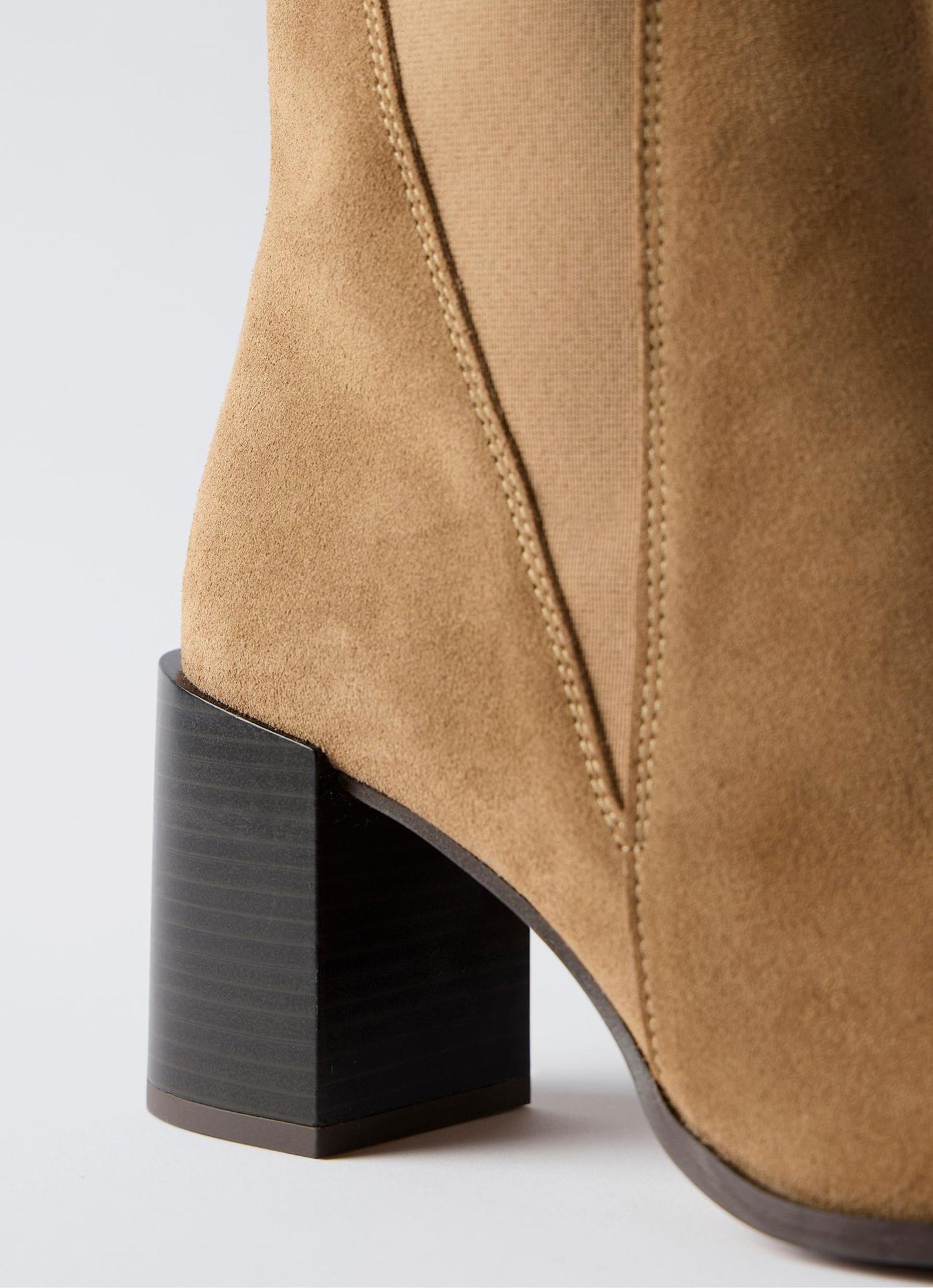 Noa Neutral Suede Block Heel Boots