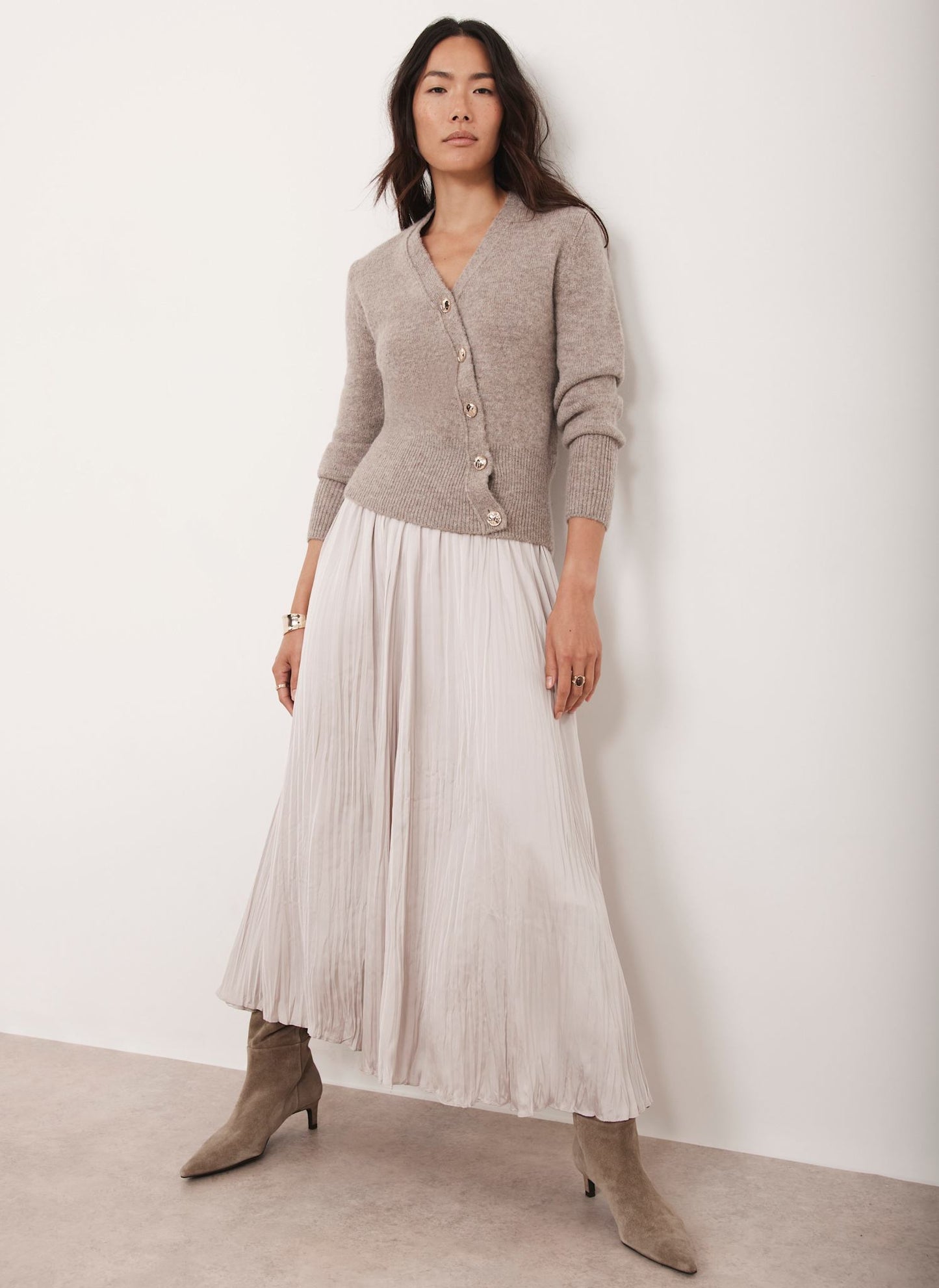Neutral Crinkle Maxi Skirt