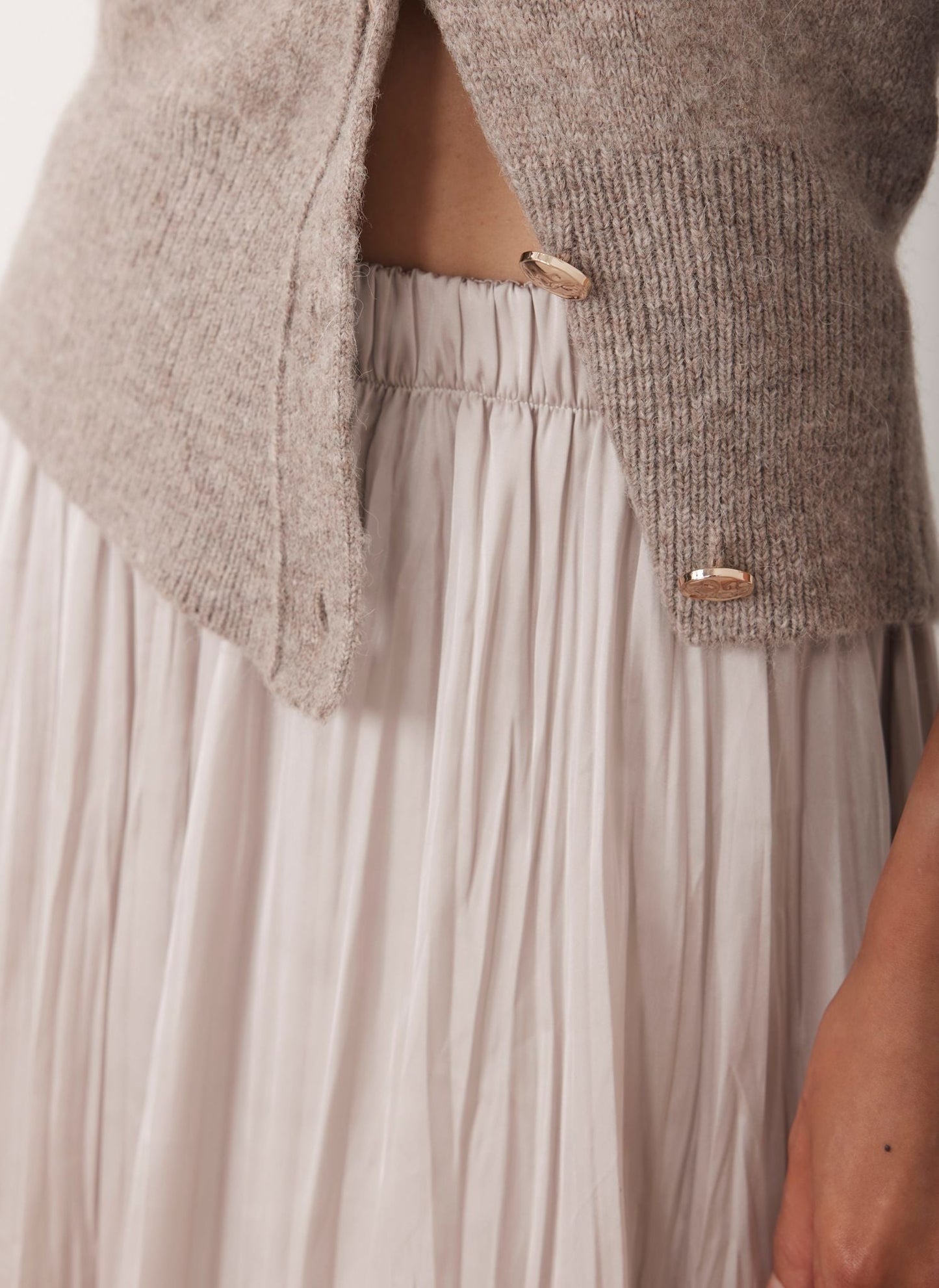 Neutral Crinkle Maxi Skirt