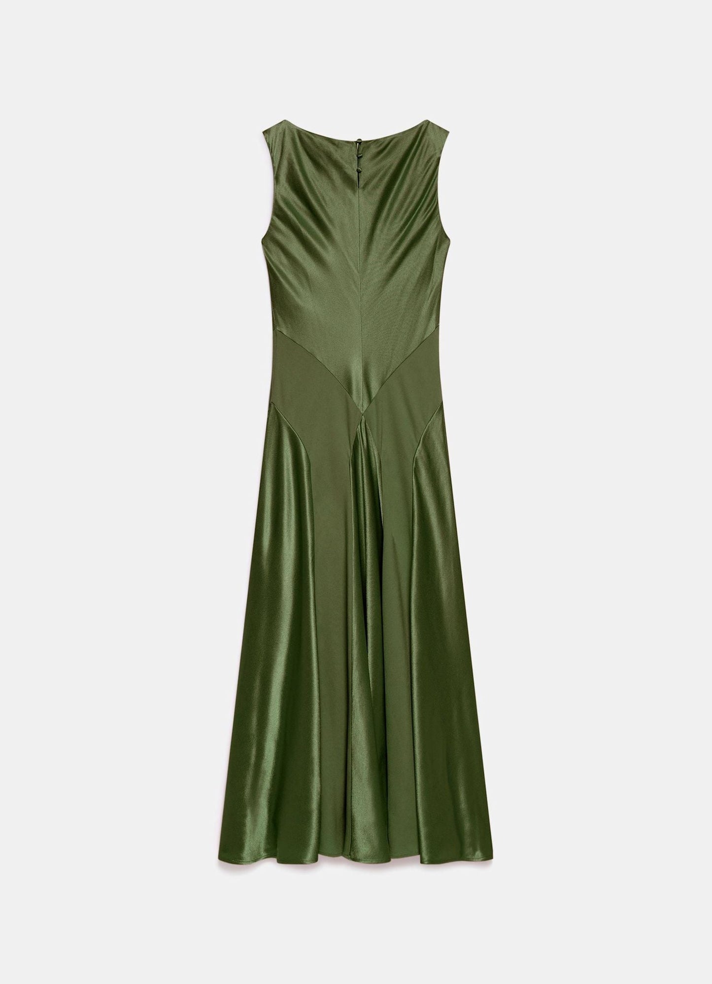 Green Panelled Satin Maxi Dress