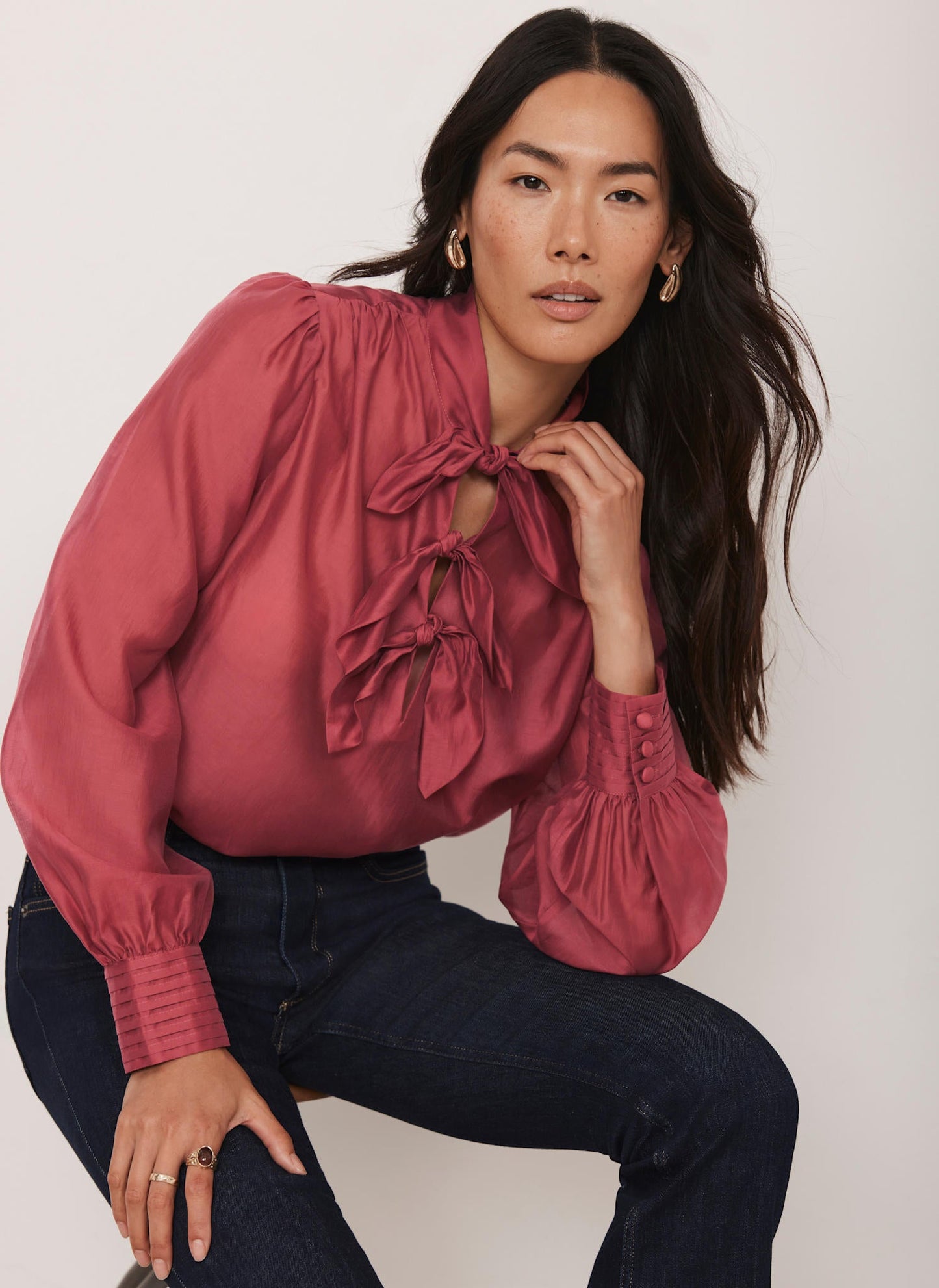 Pink Bow Detail Blouse