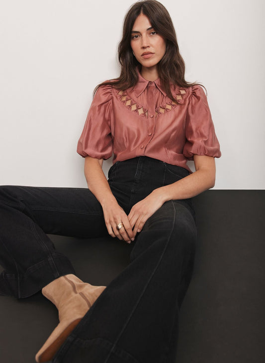 Pink Puff Sleeve Shirt