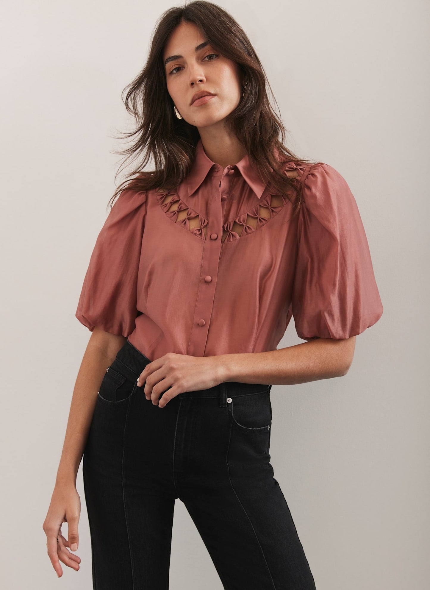 Pink Puff Sleeve Shirt