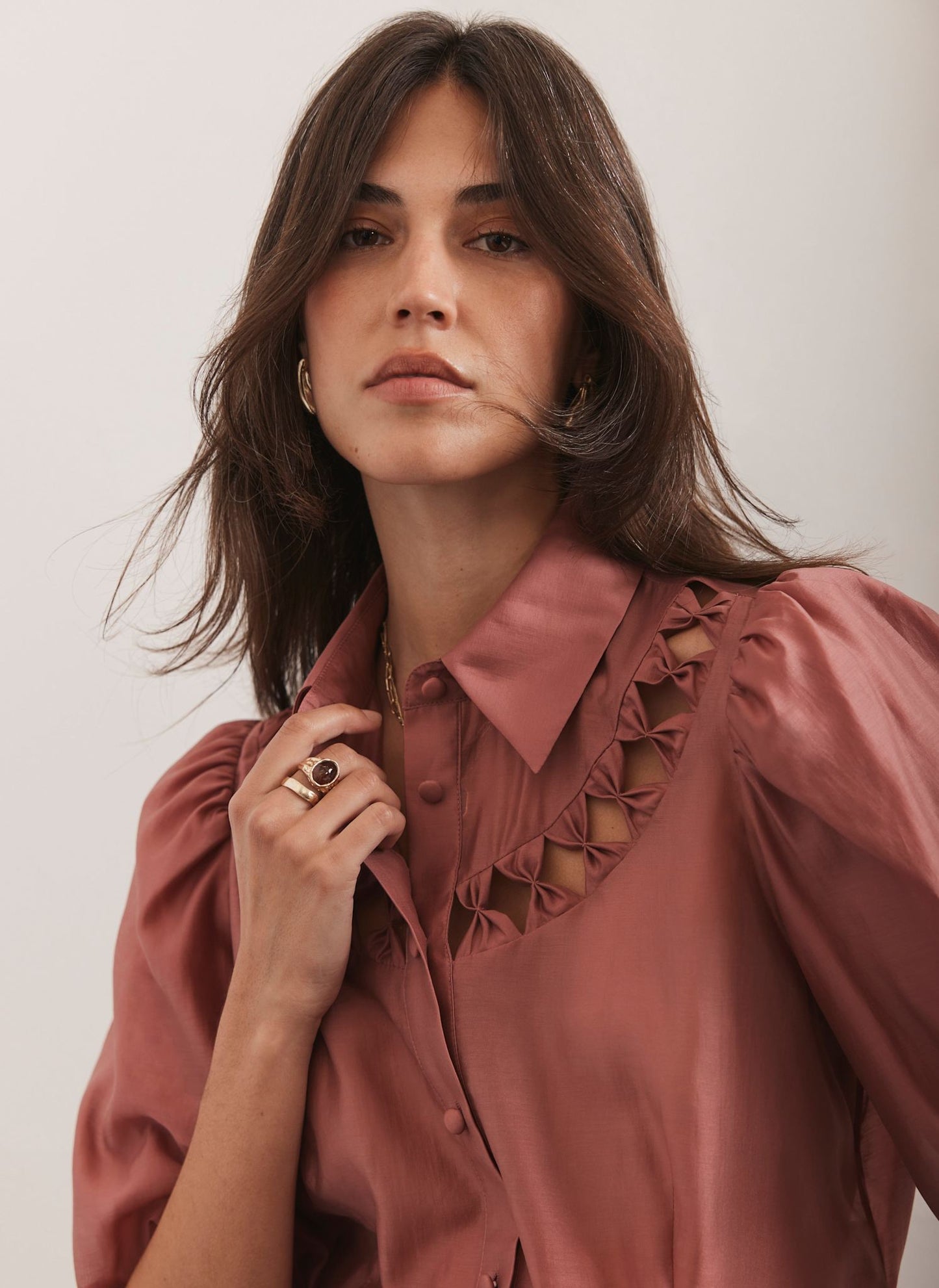 Pink Puff Sleeve Shirt