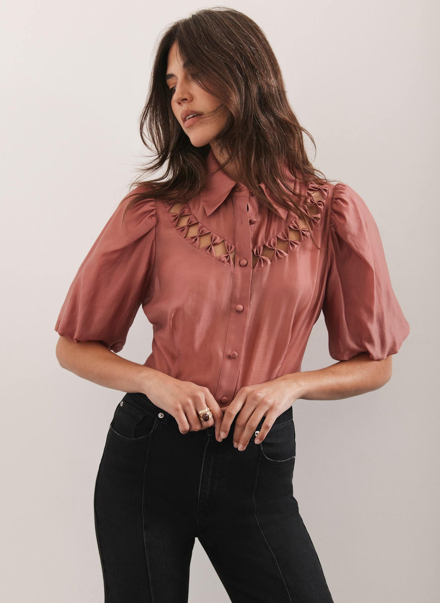 Pink Puff Sleeve Shirt
