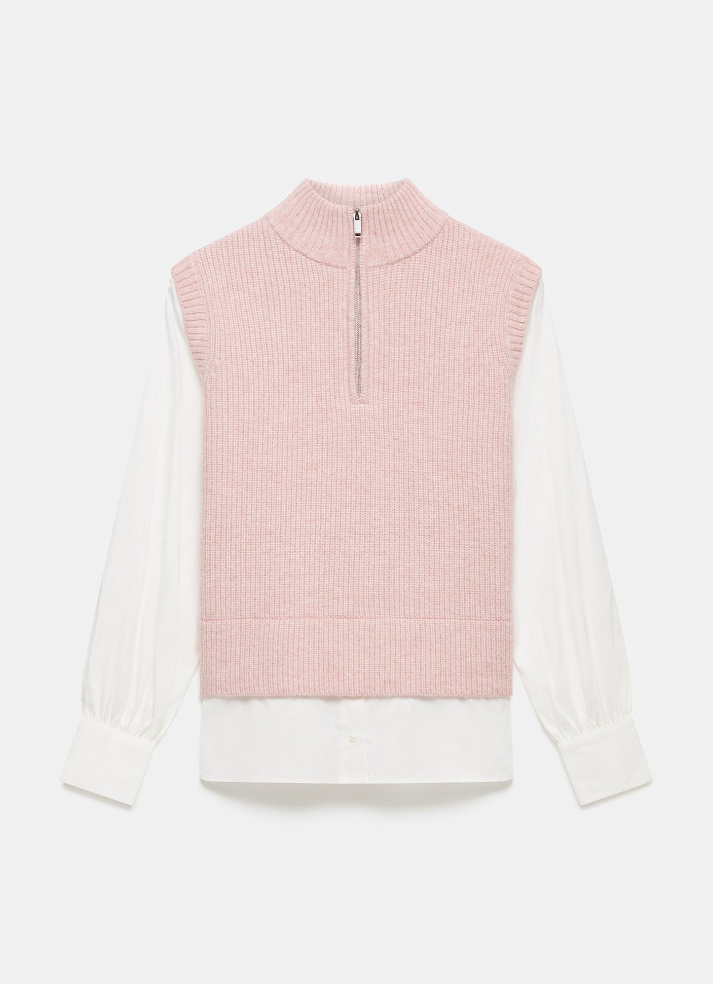 Pink Layered Shirt Knit Jumper
