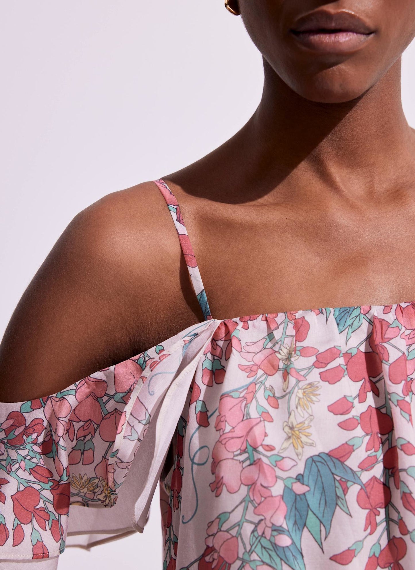 Pink Floral Print Midi Dress
