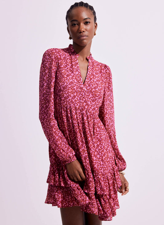 Pink Floral Print Mini Dress
