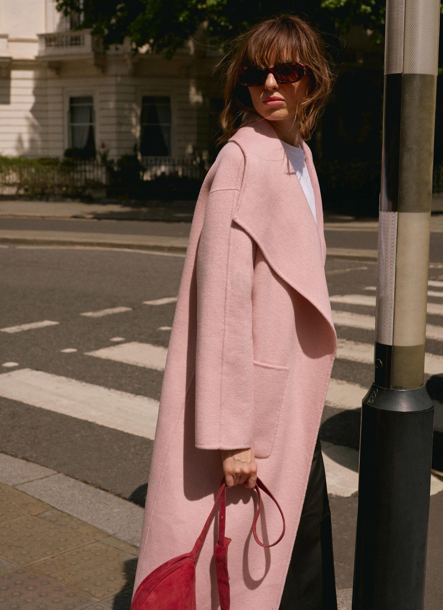 Pink Wool Blend Hand Finished Coat