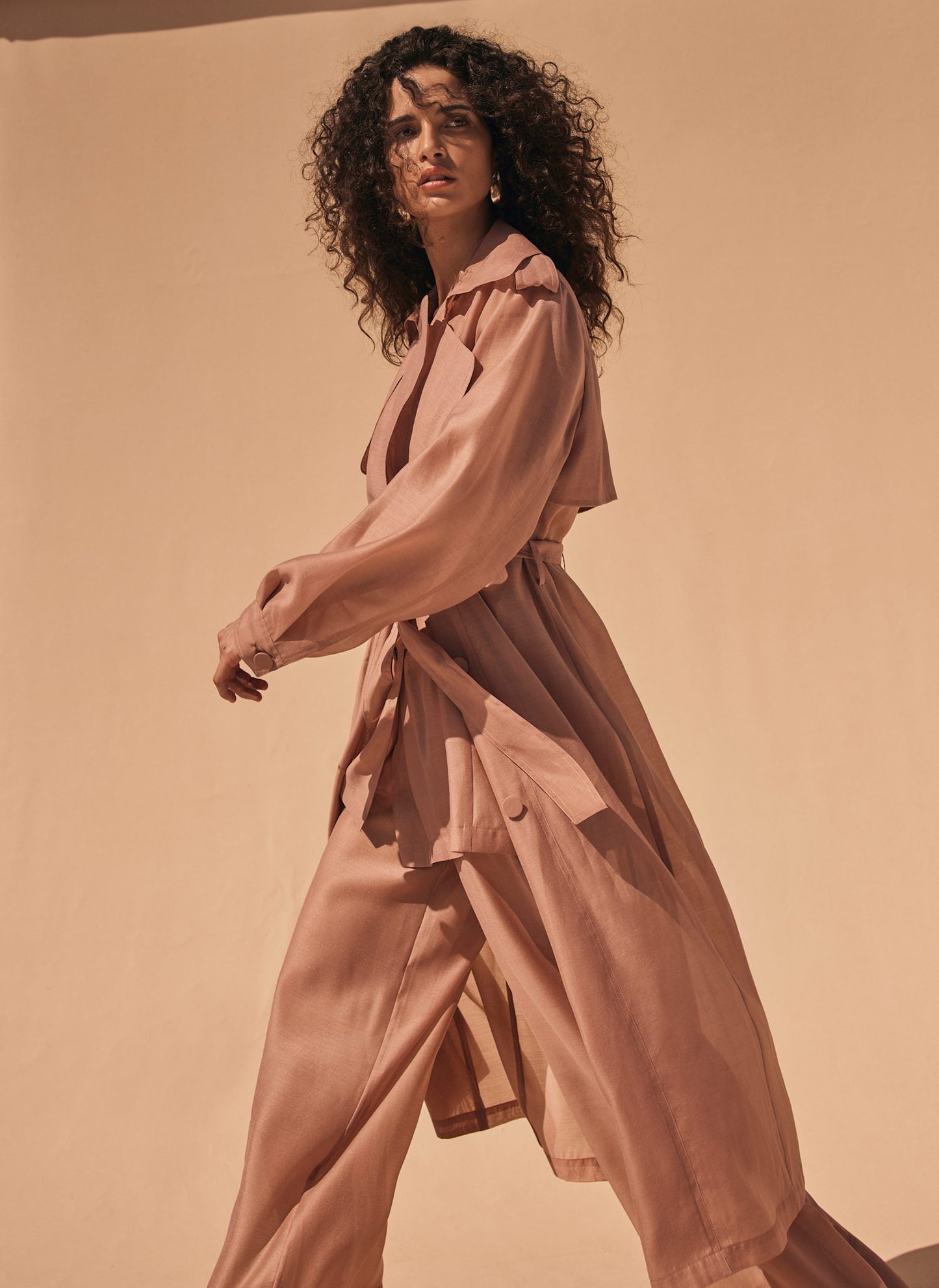Pink Sheer Straight Trousers