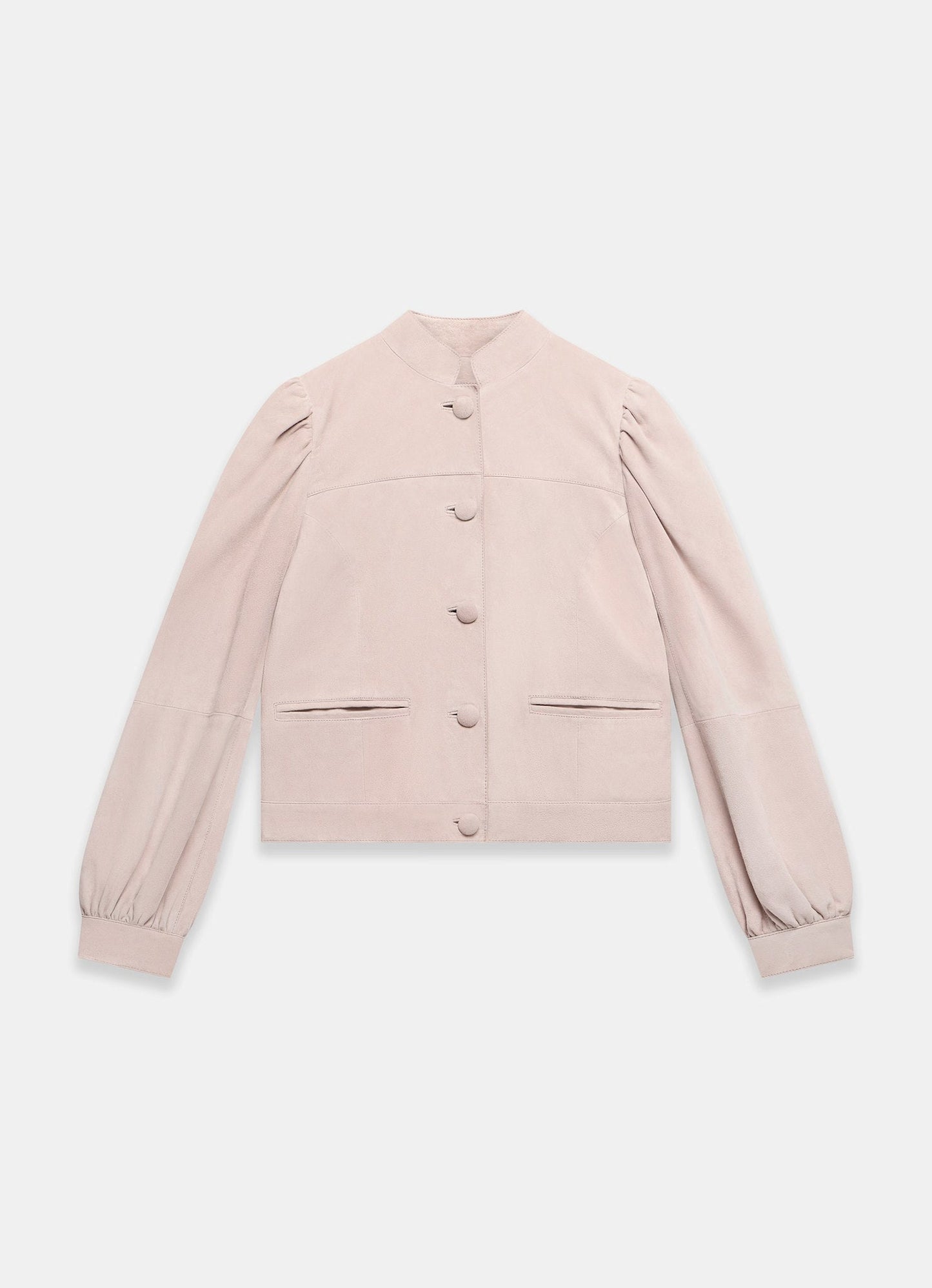 Pink Suede Puff Sleeve Jacket