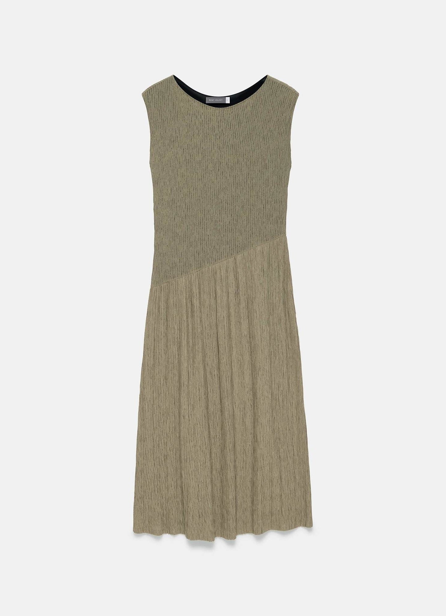 Khaki Jersey Asymmetric Dress
