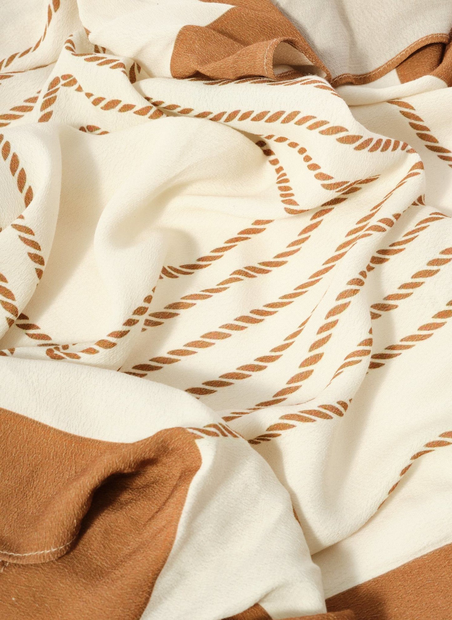 Cream Border Square Neck Scarf