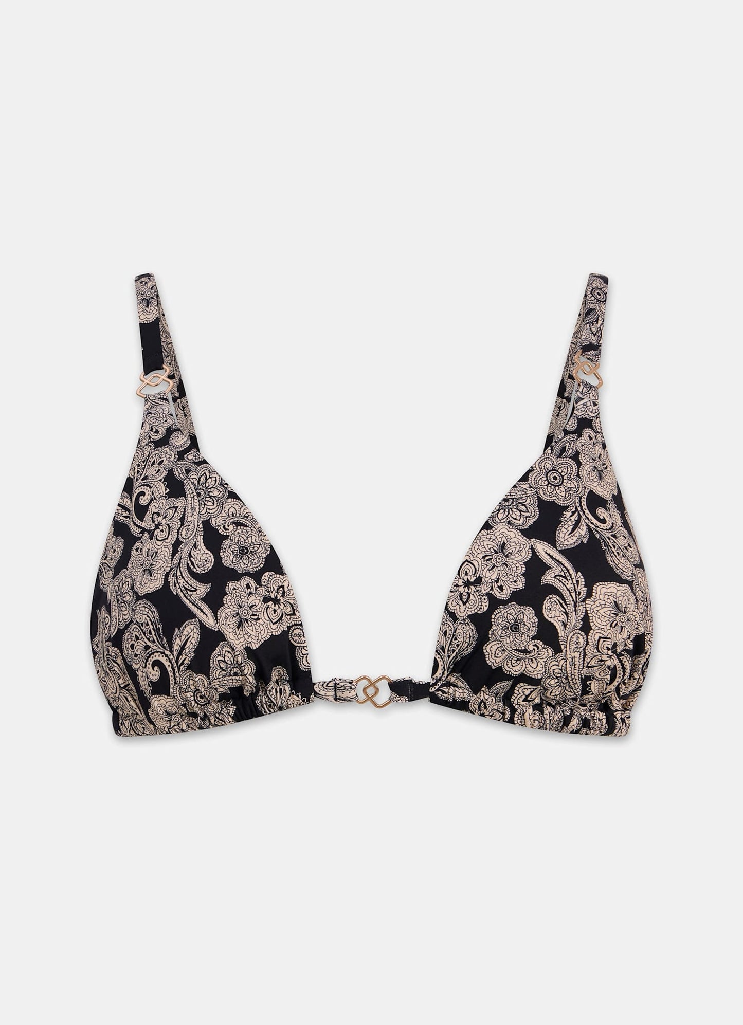 Black Print Triangle Bikini Top