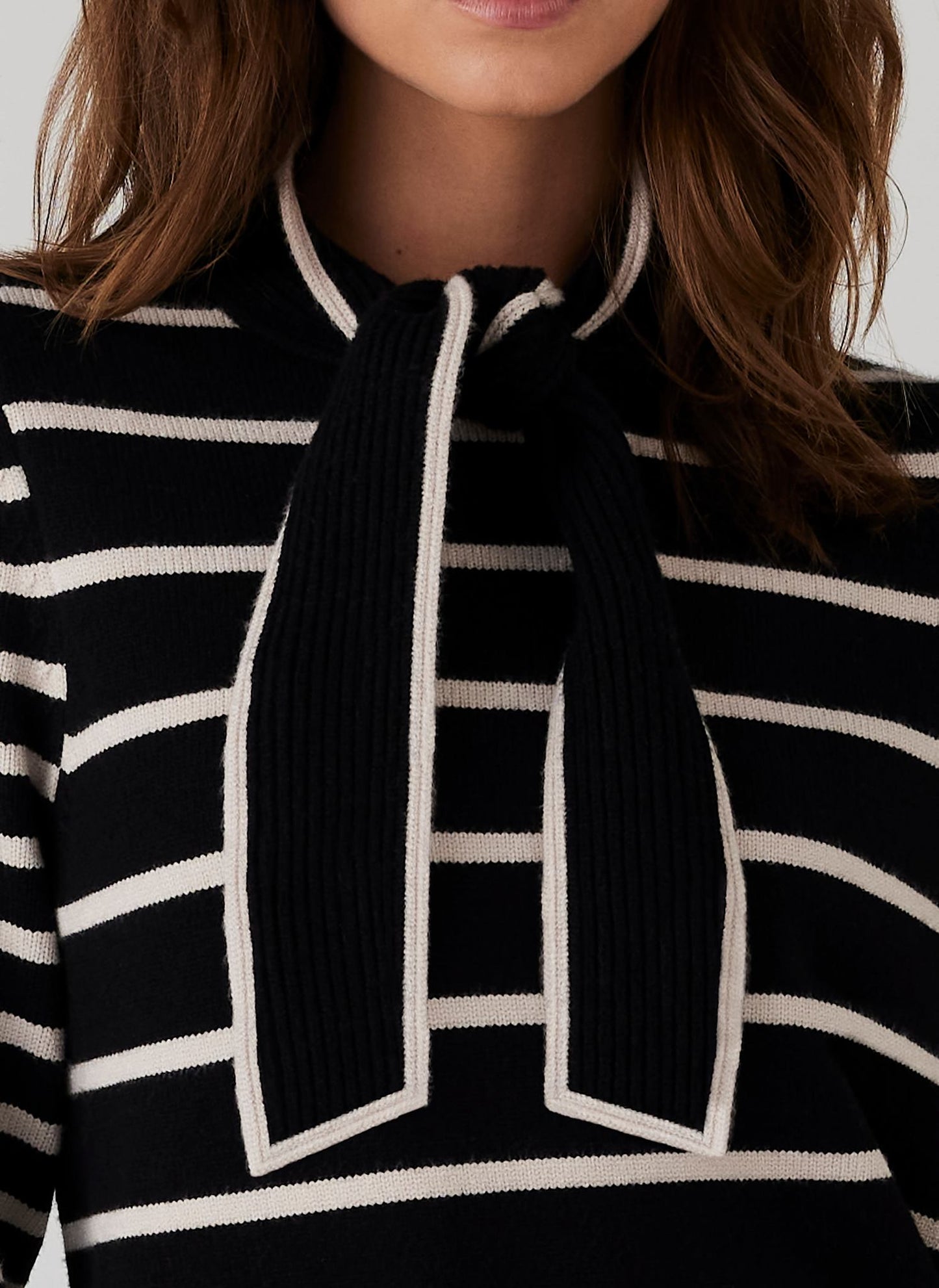 Black Striped Scarf Detail Knit Mini Dress
