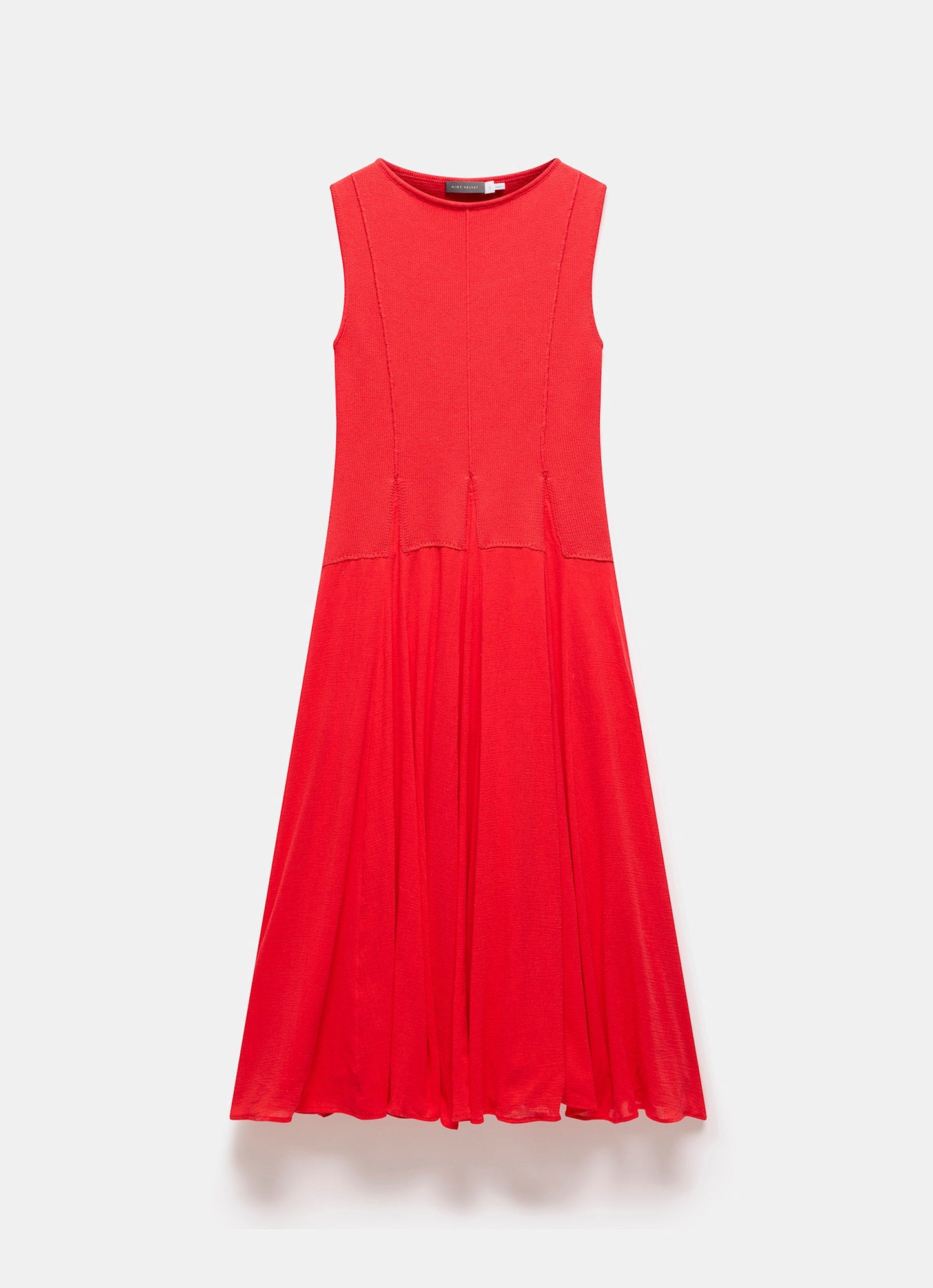 Red Cotton Drop Waist Maxi Dress