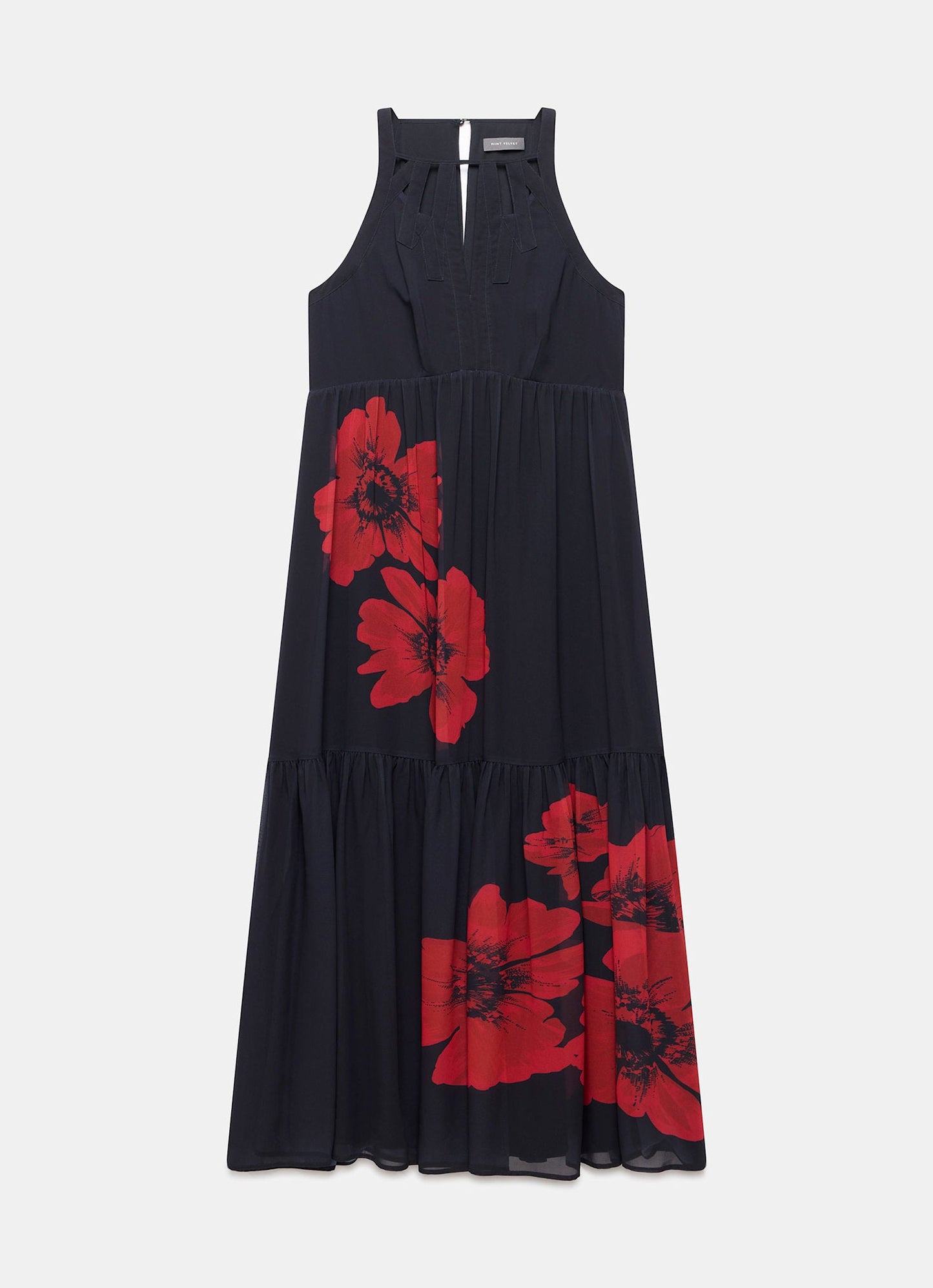 Black Floral Print Maxi Dress