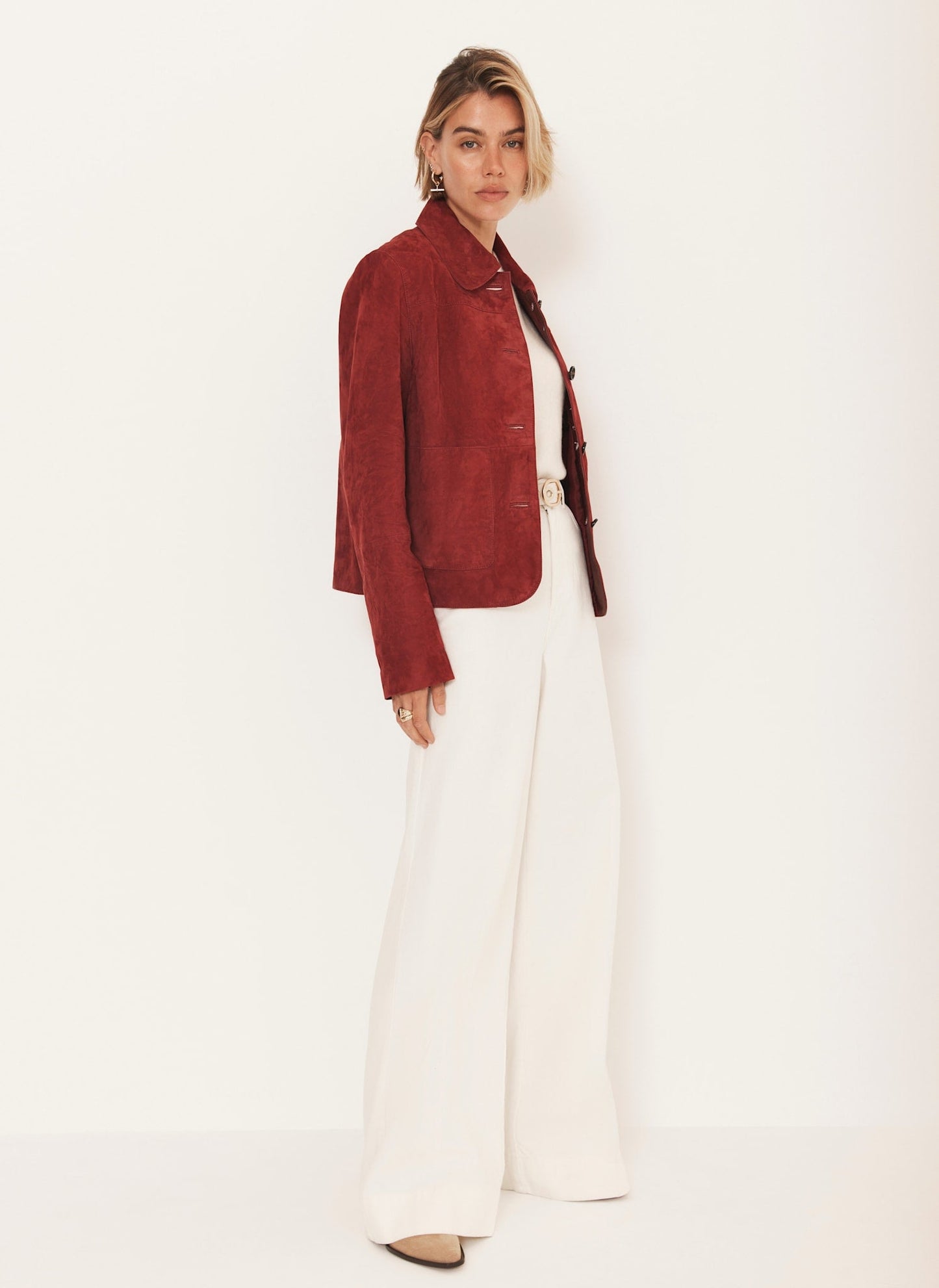Red Suede Pocket Detail Jacket