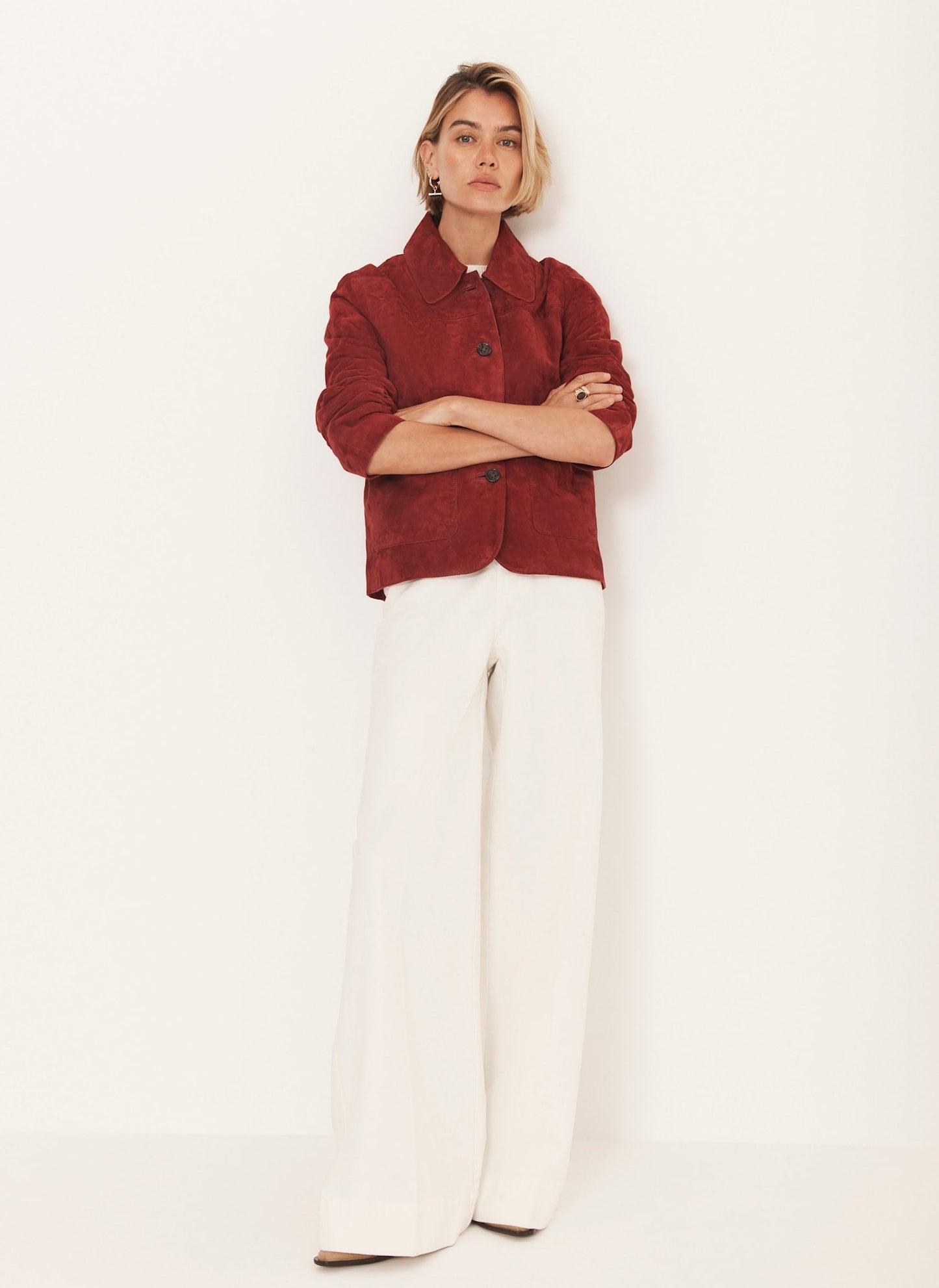 Red Suede Pocket Detail Jacket