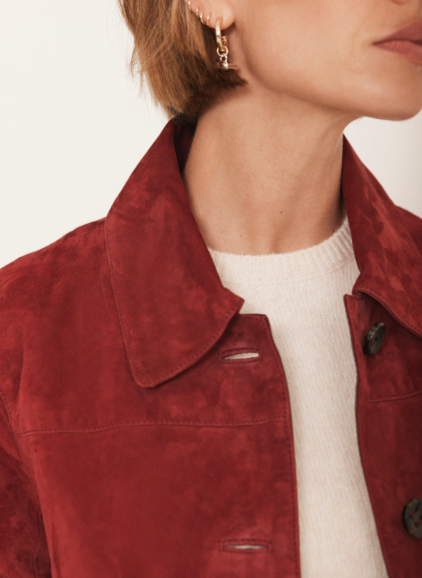 Red Suede Pocket Detail Jacket