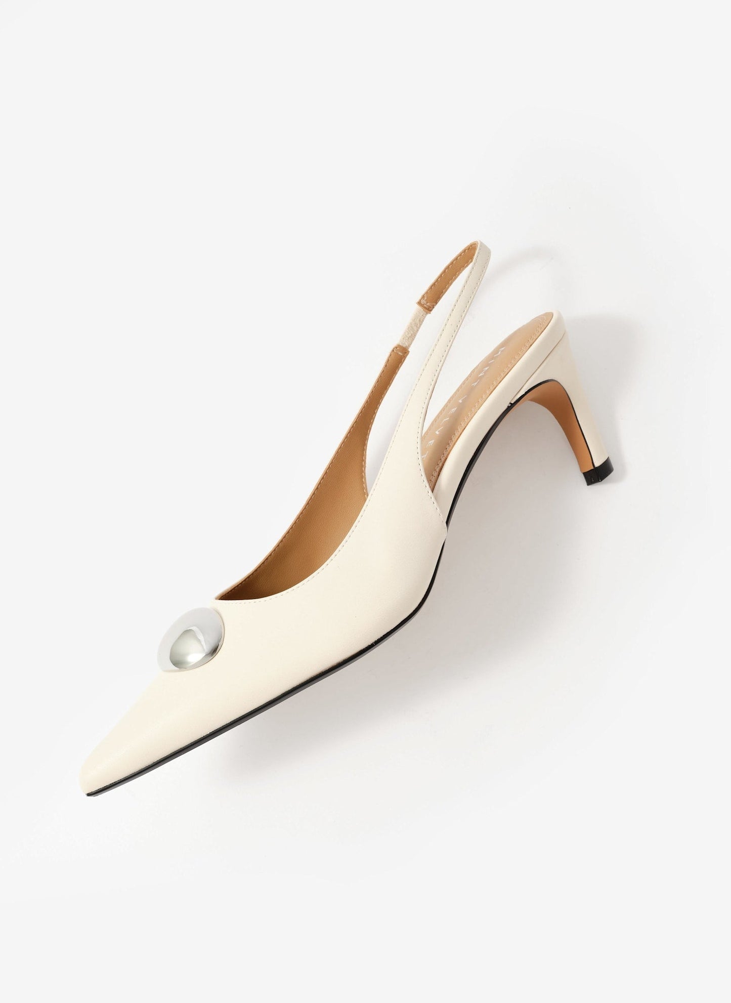 Ren White Leather Sling Back Heels