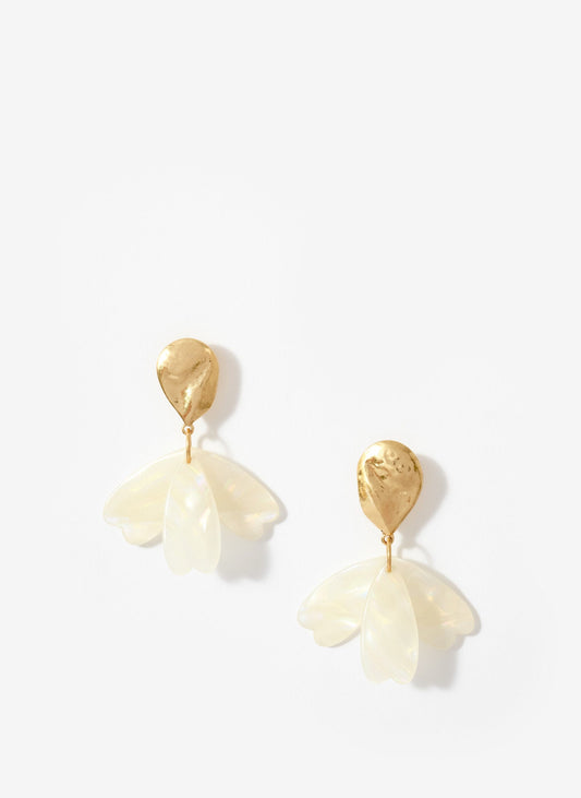 Cream Resin Floral Drop Earrings