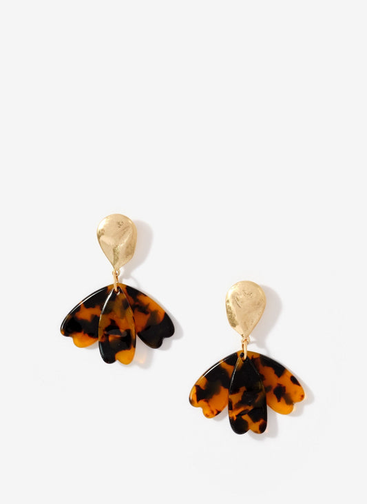 Brown Resin Floral Drop Earrings