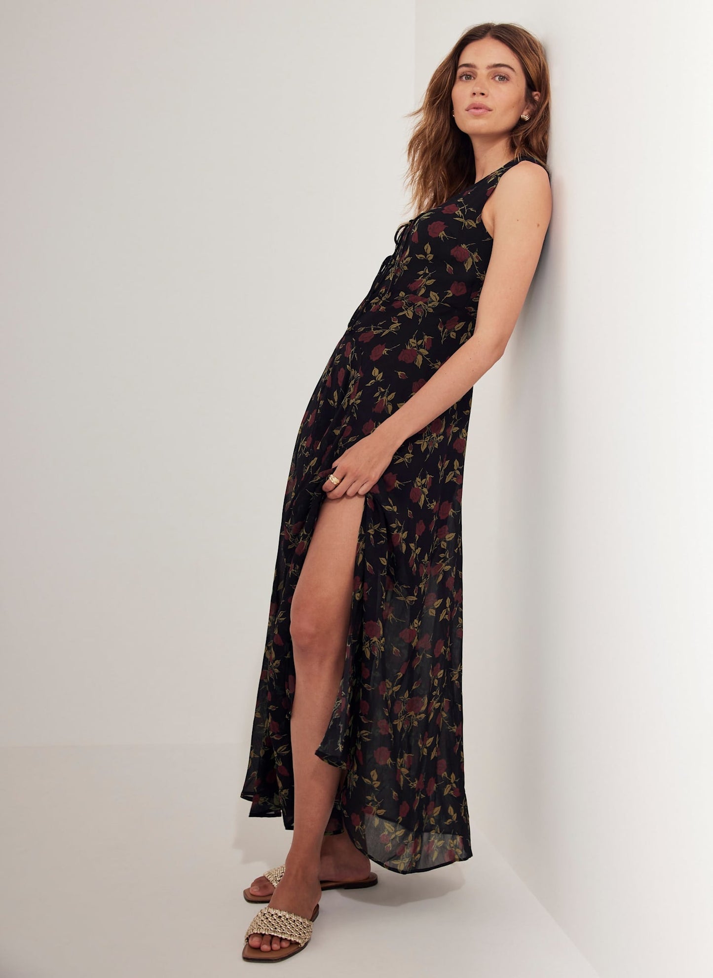 Rose Print Midi Dress