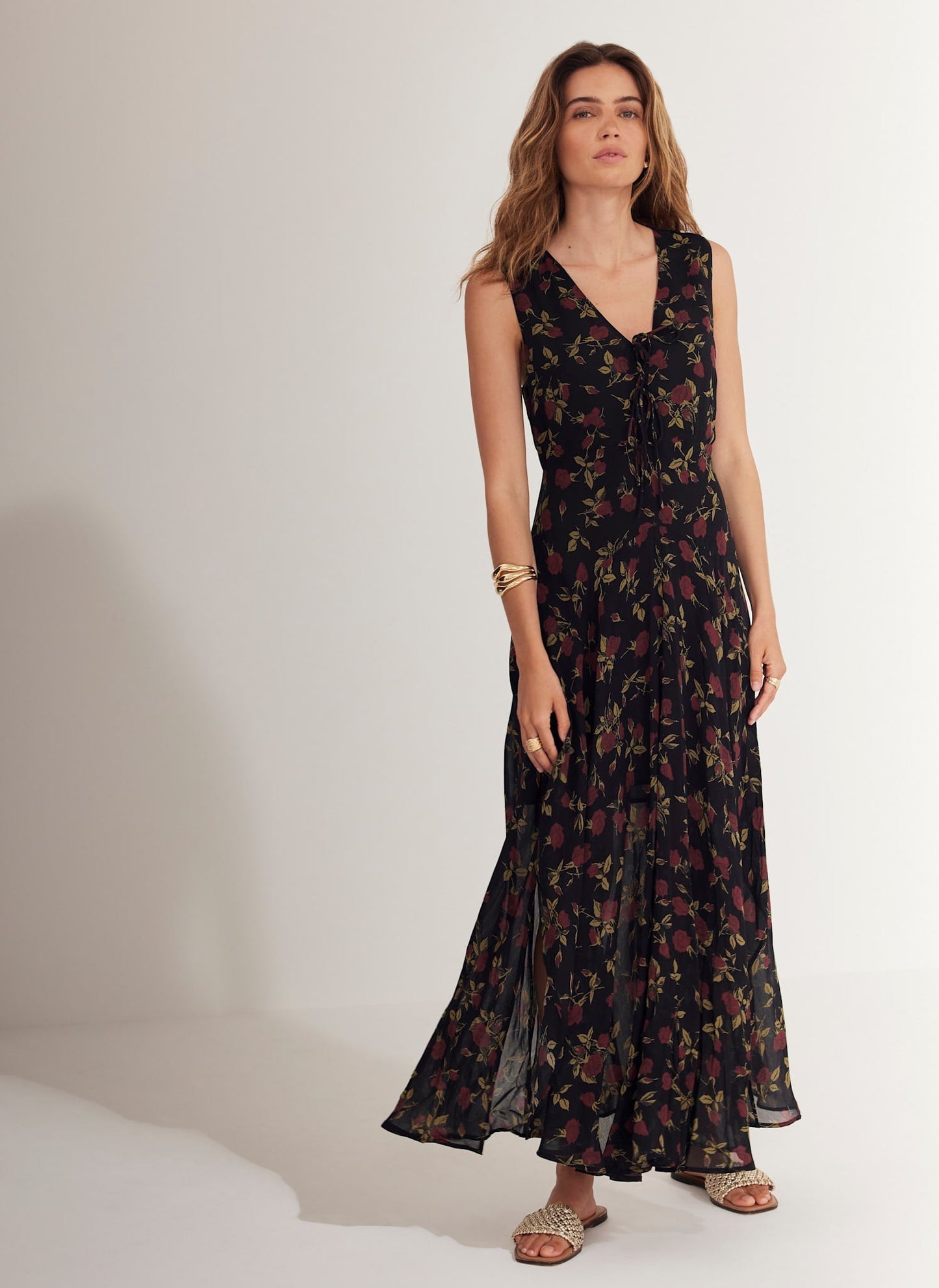 Rose Print Midi Dress