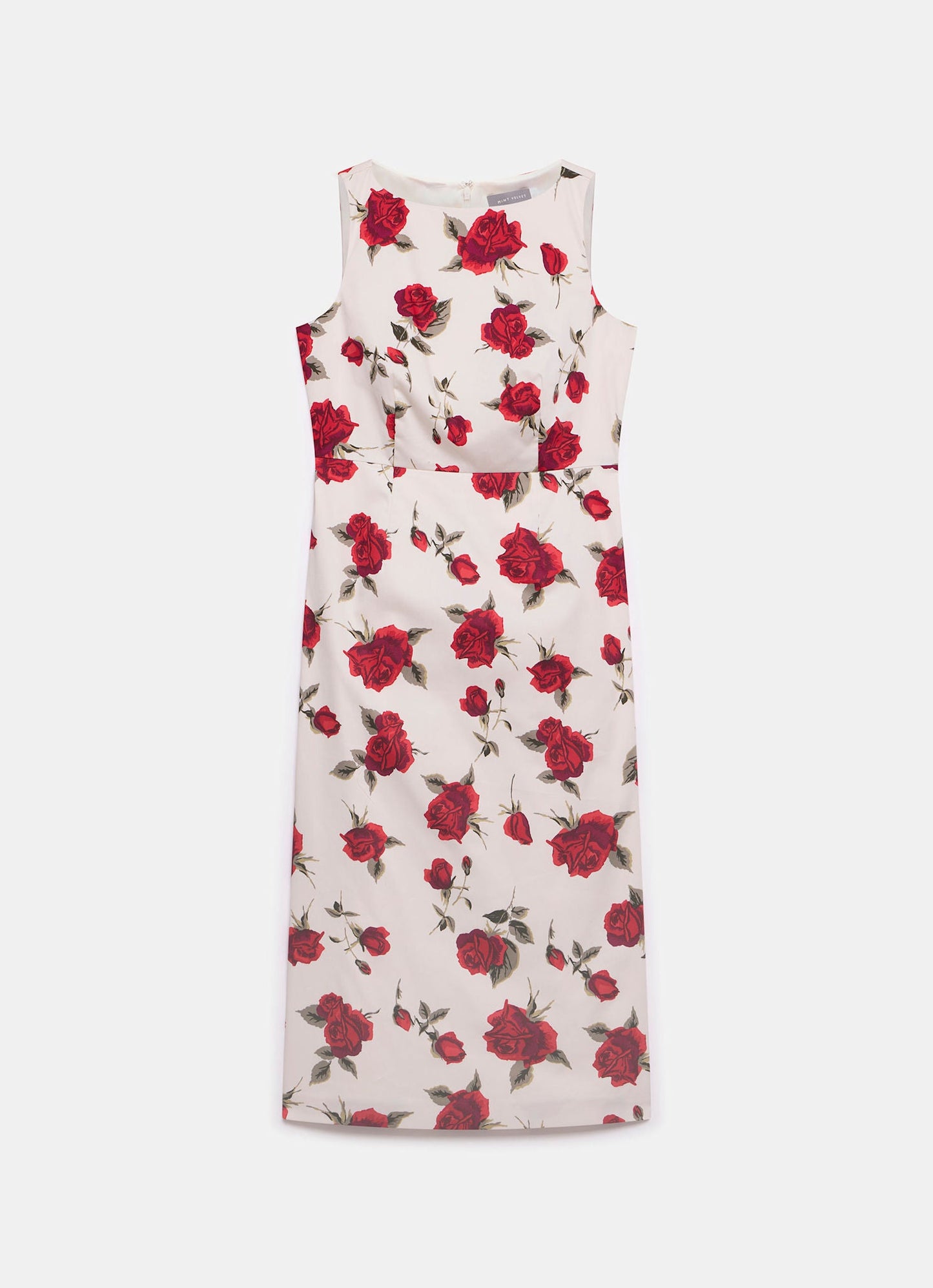 Red Rose Print Midi Dress
