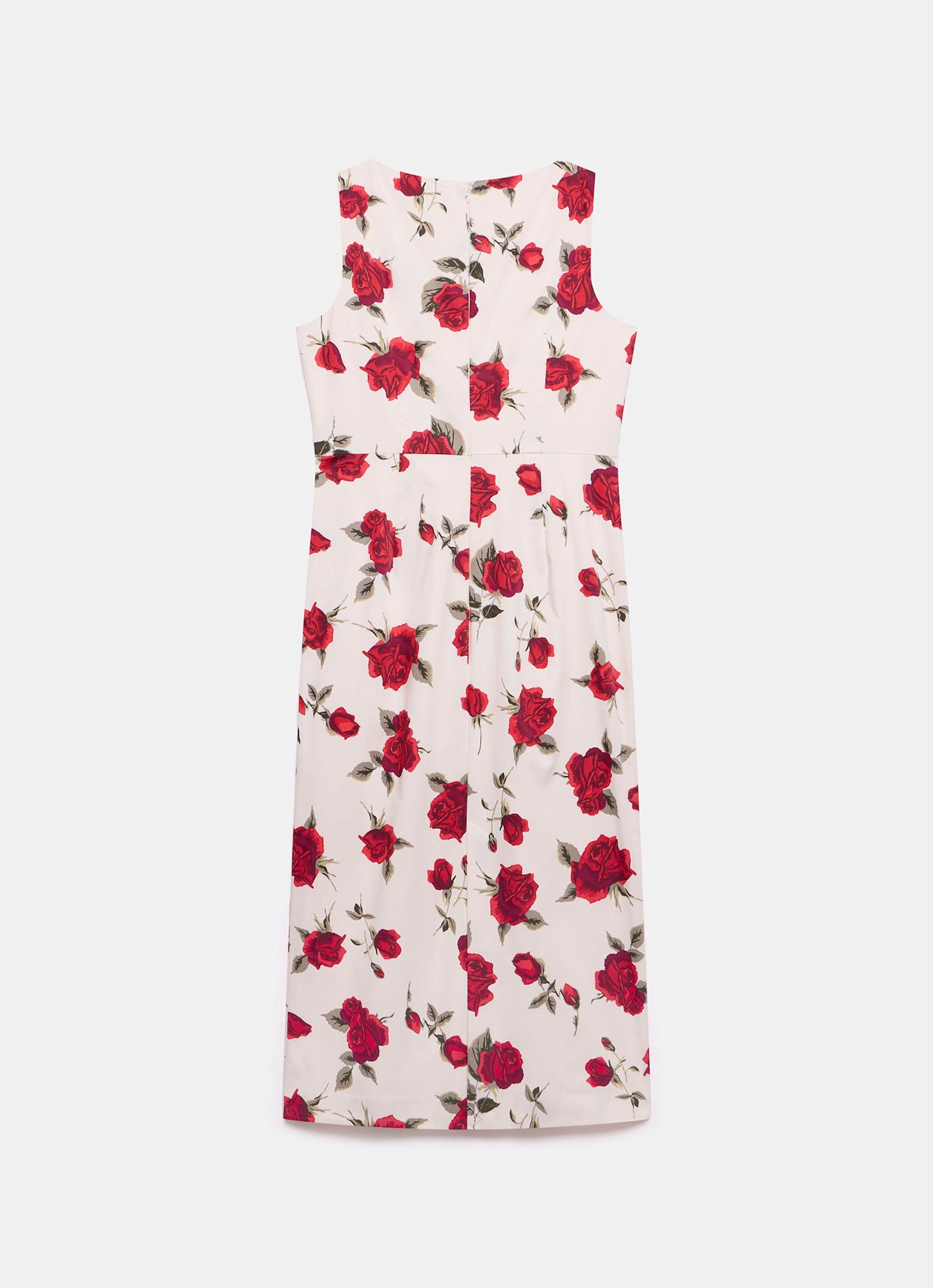 Red Rose Print Midi Dress