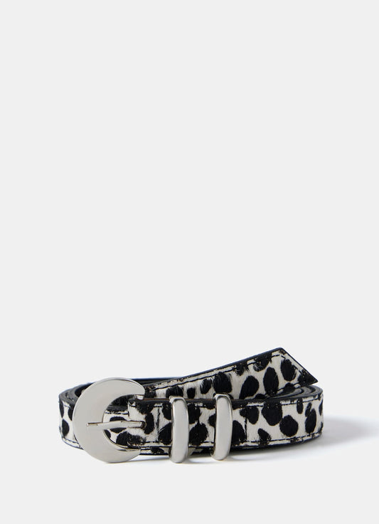 Animal Print Textured Leather Belt