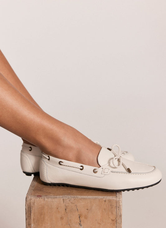 Sally Cream Leather Deck Shoes