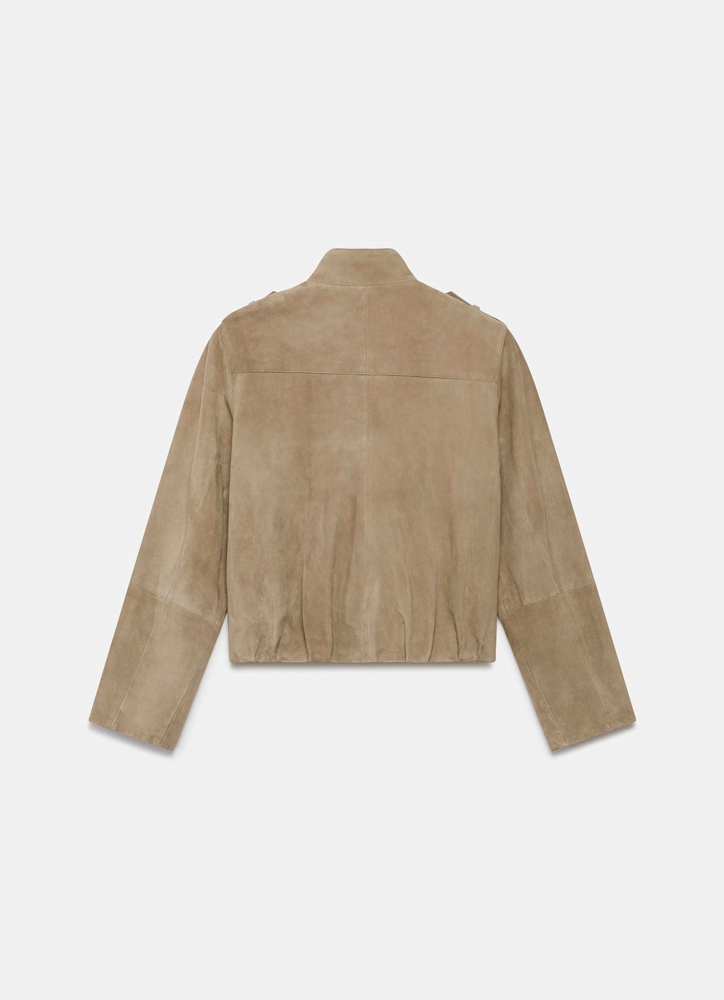 Neutral Suede Funnel Neck Jacket