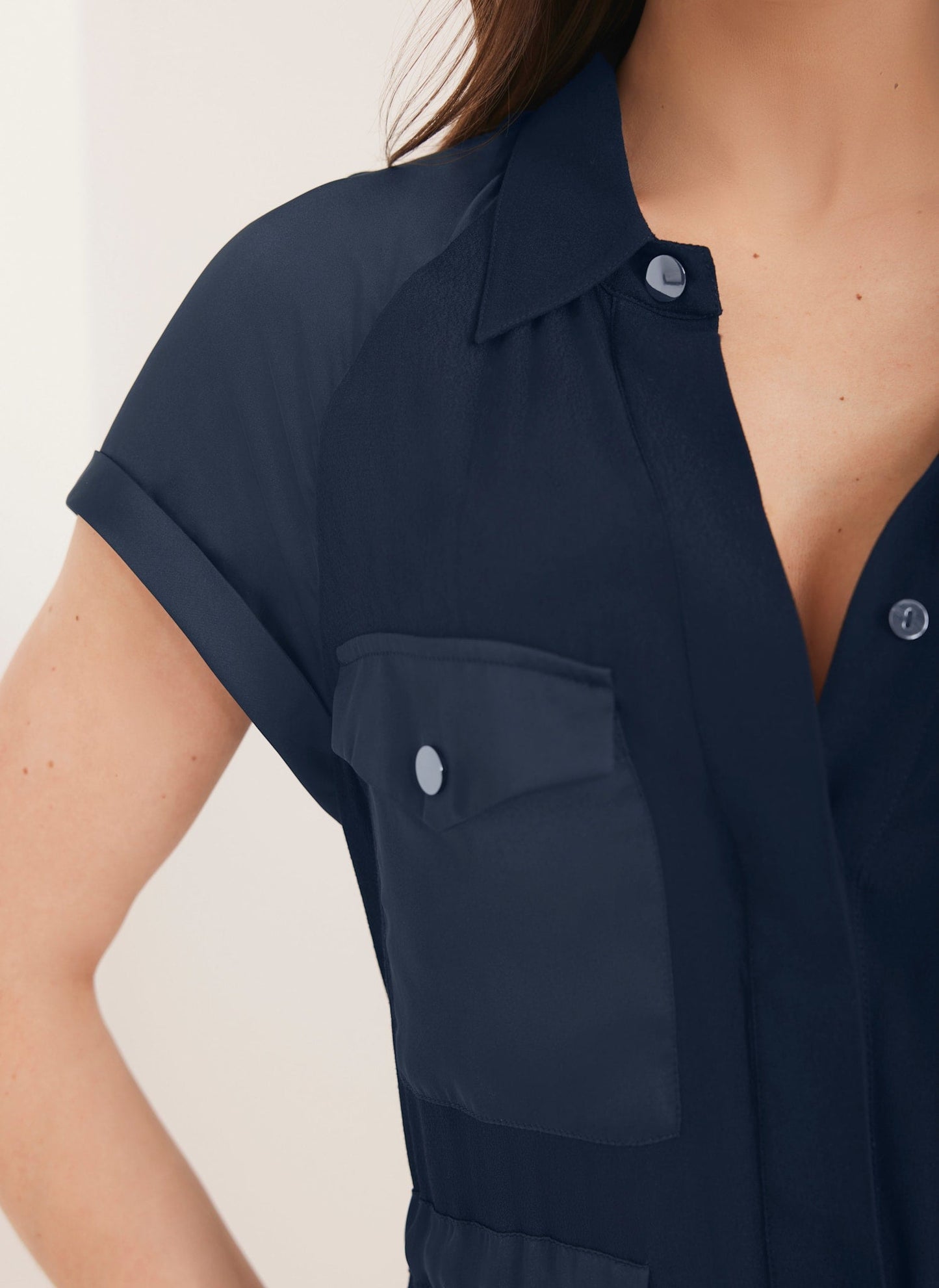 Navy Utility Midi Dress