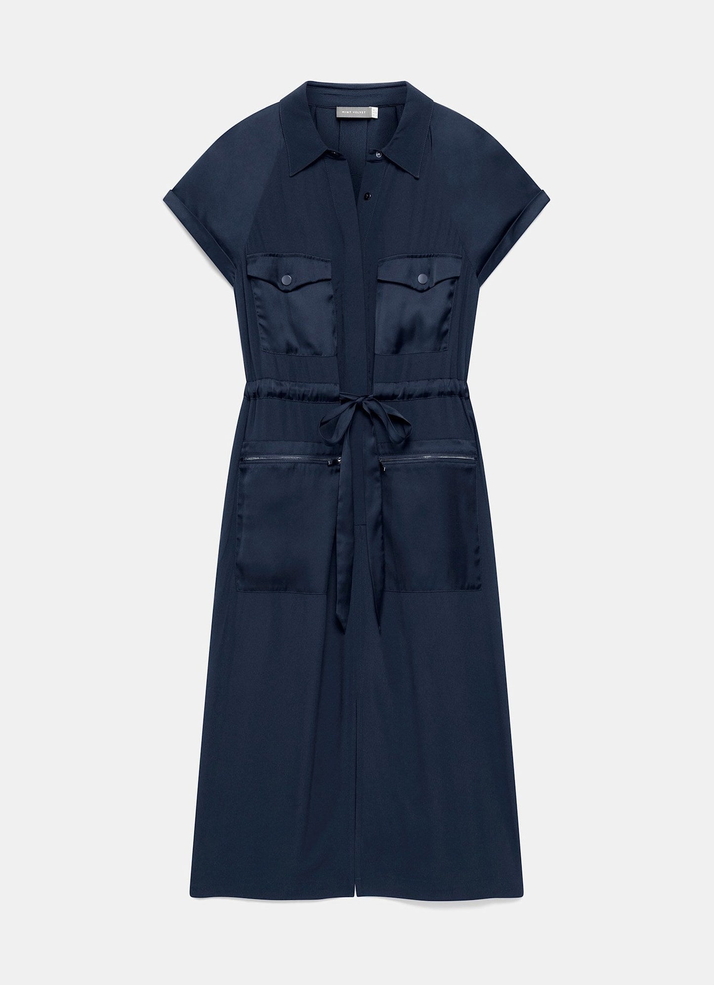 Navy Utility Midi Dress