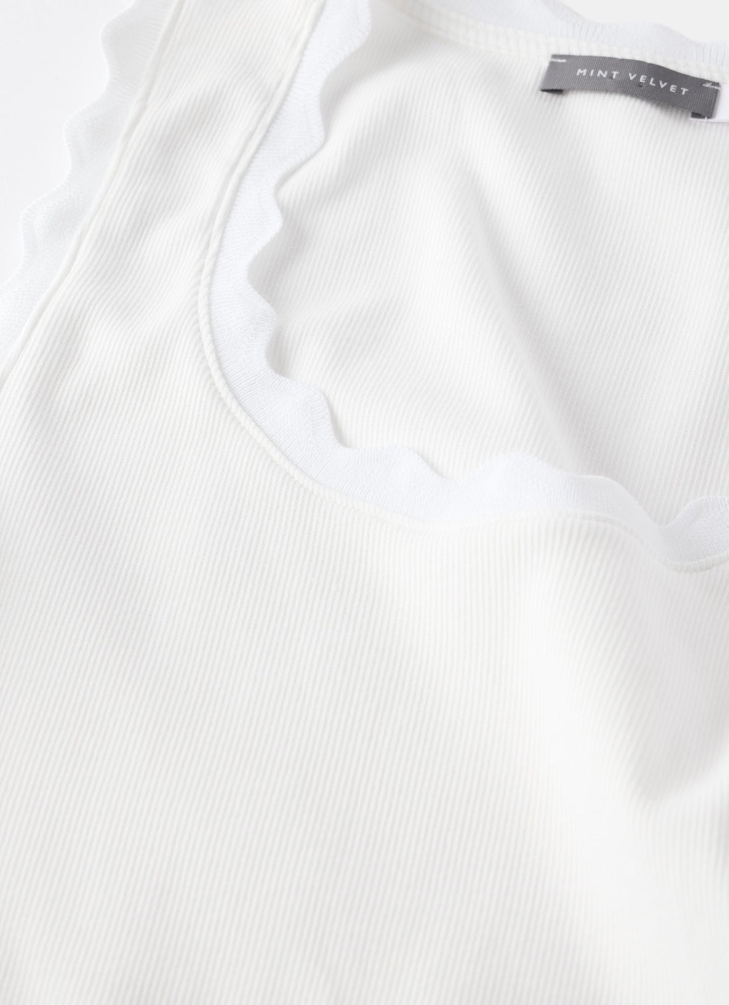 White Scallop Trim Midi Dress